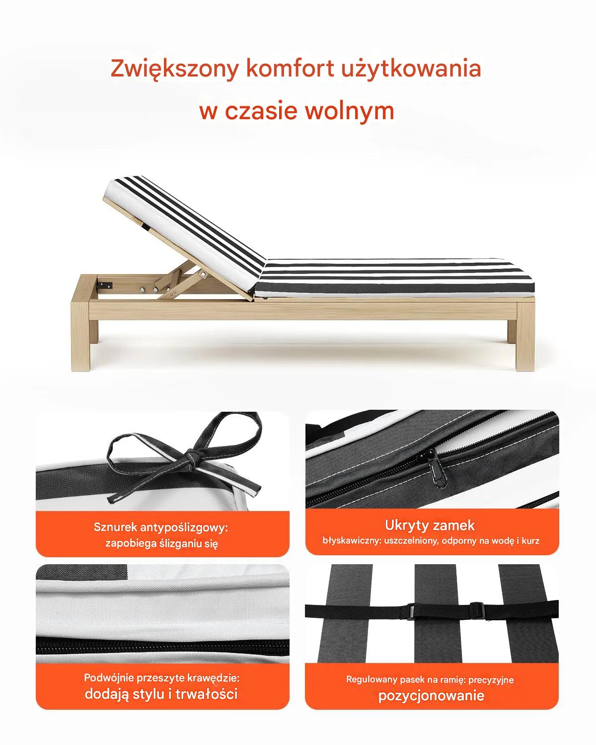 Poduszki zebra na leżak ogrodowy 2szt wodoodporne w paski basen taras - obrazek 6