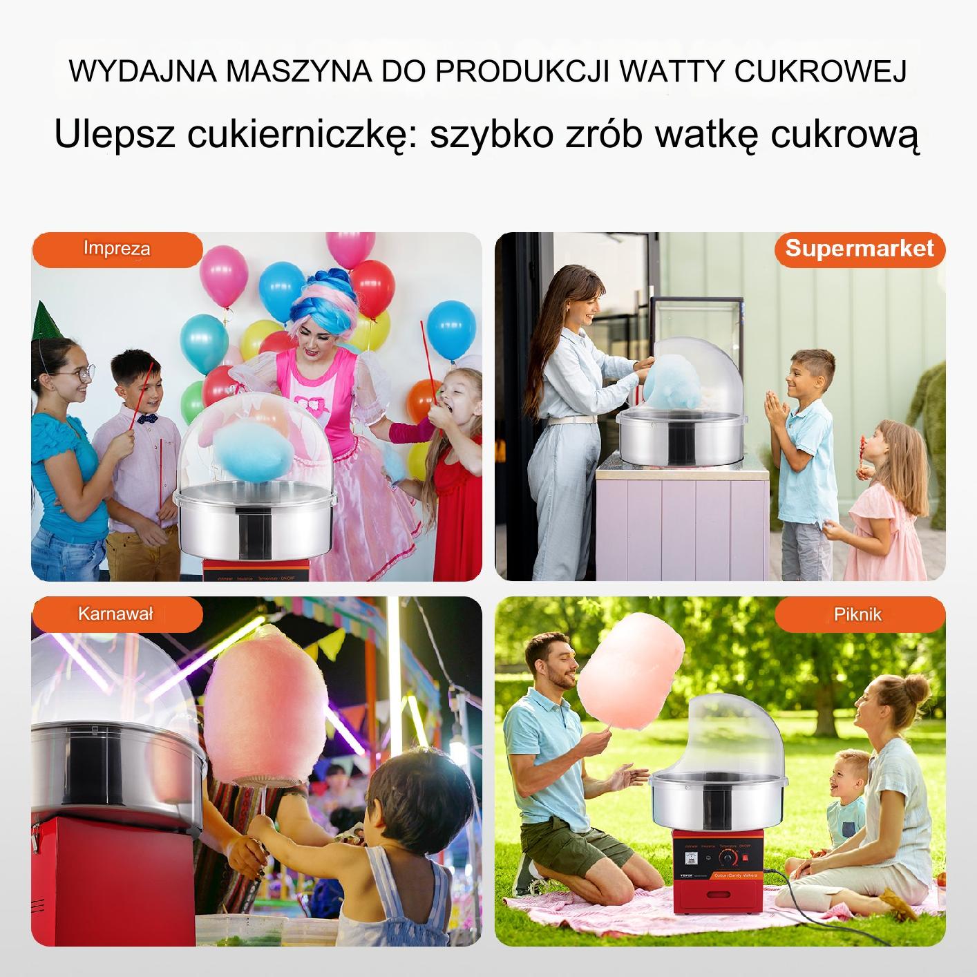 Elektryczna Maszyna do Waty Cukrowej Czerwona - obrazek 5