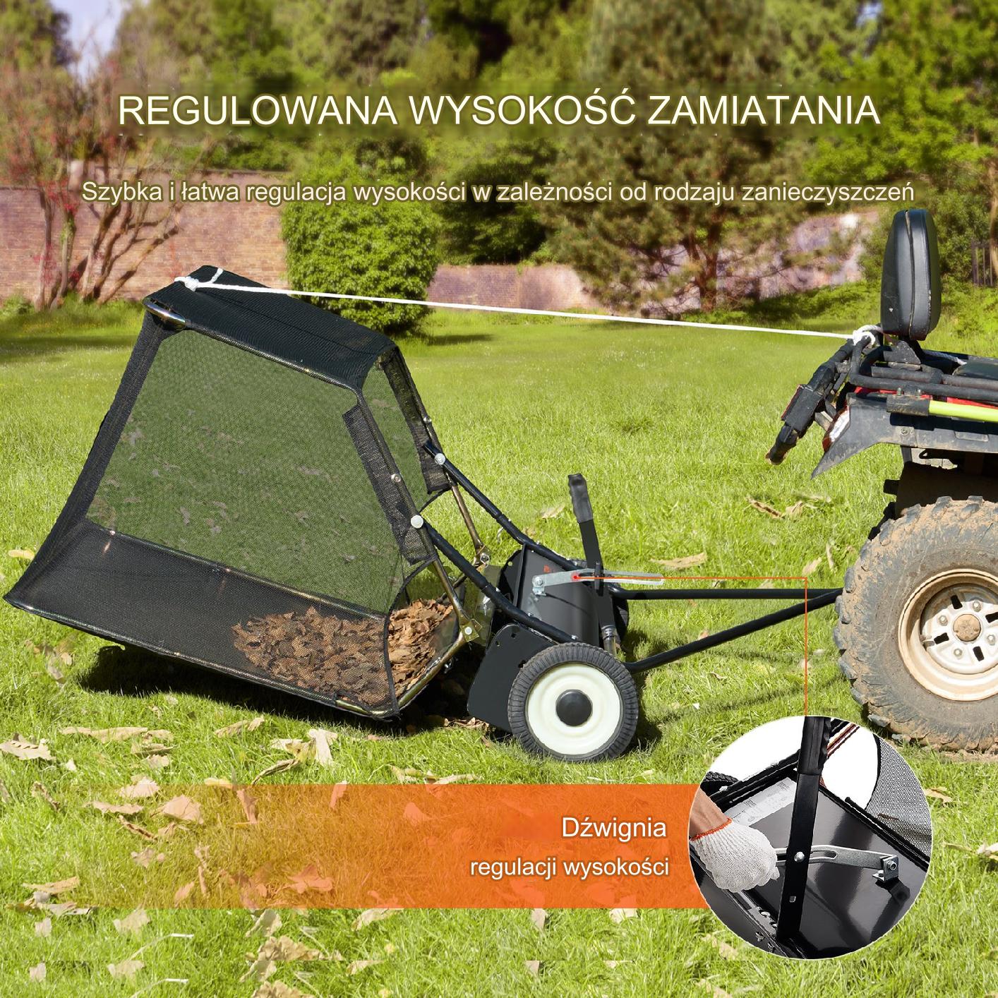 Zbieracz do liści trawy Zamiatarka ręczna 400 L - obrazek 3
