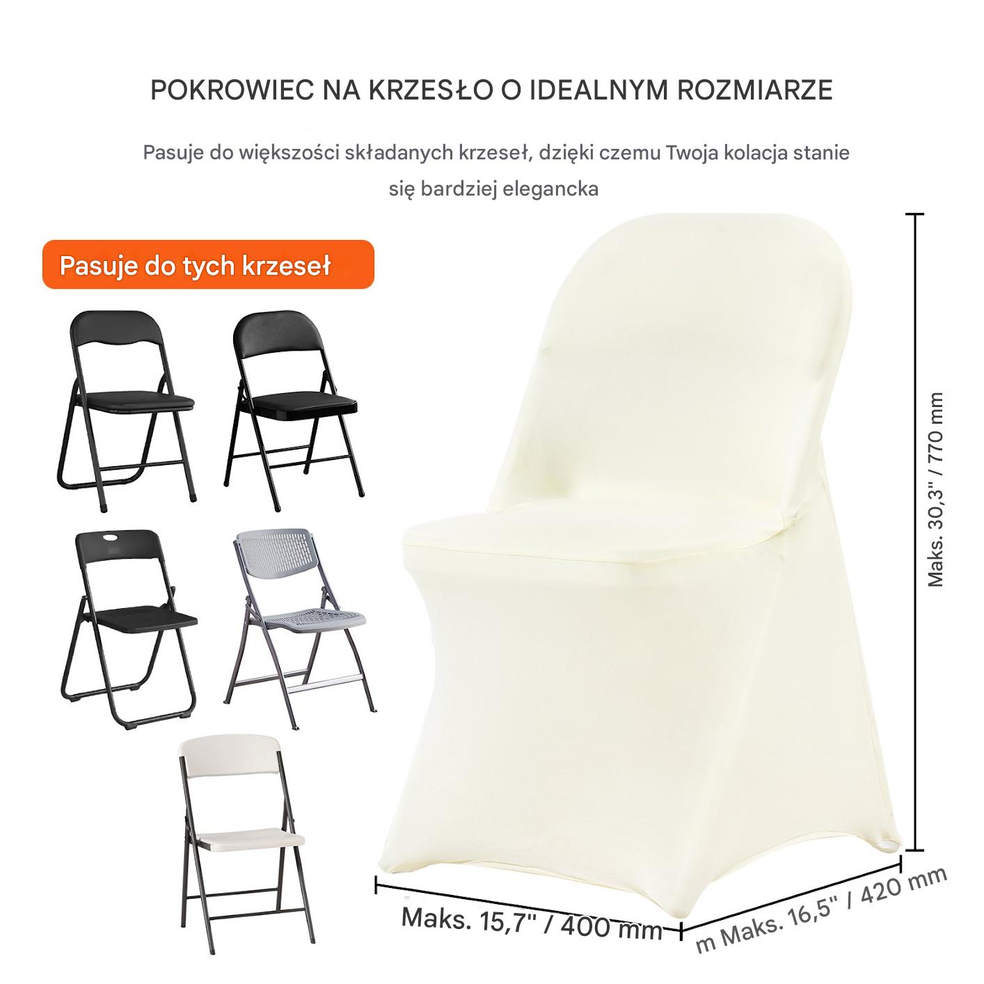Pokrowiec na krzesło bankietowe ślubne 50 szt. kość słoniowa beżowe - obrazek 3