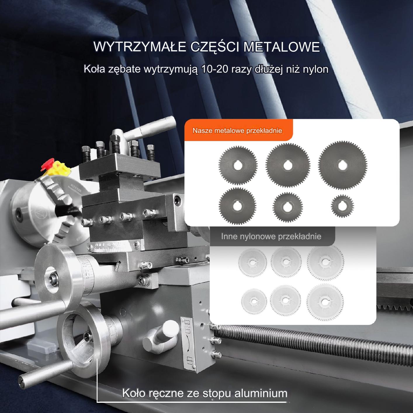 Tokarka do metalu 21x75cm 750W 0-2500obr/min bezszczotkowa zestaw narzędzi - obrazek 5