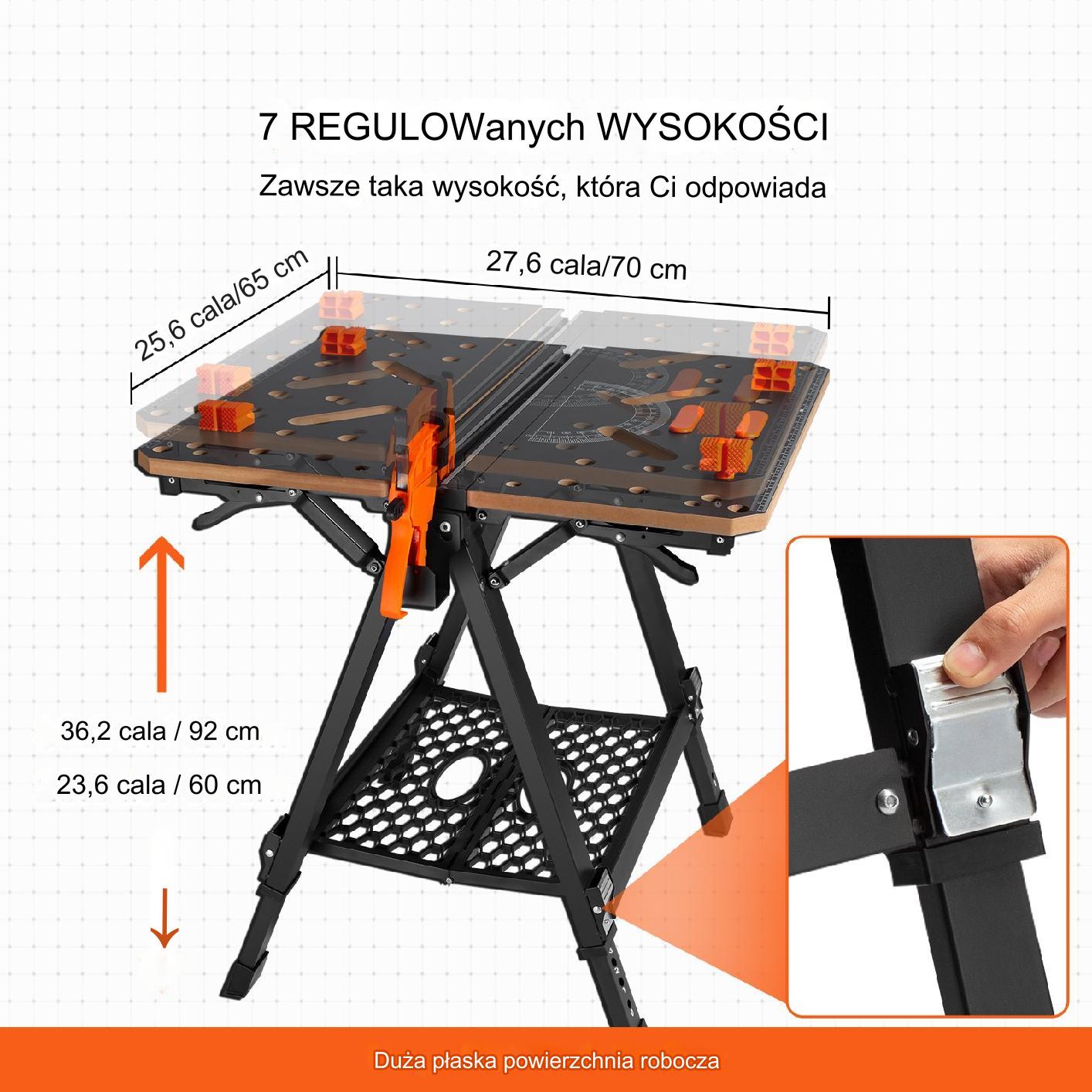 Roboczy stół warsztatowy montażowy stolarski roboczy blat roboczy 65x70 cm - obrazek 7