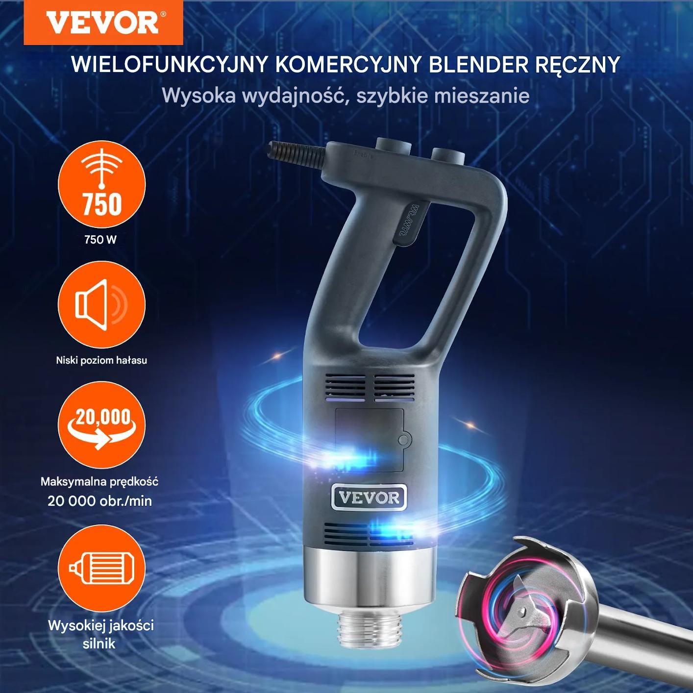 Blender ręczny 750W stal nierdzewna regulowany do zup smoothie puree - obrazek 6