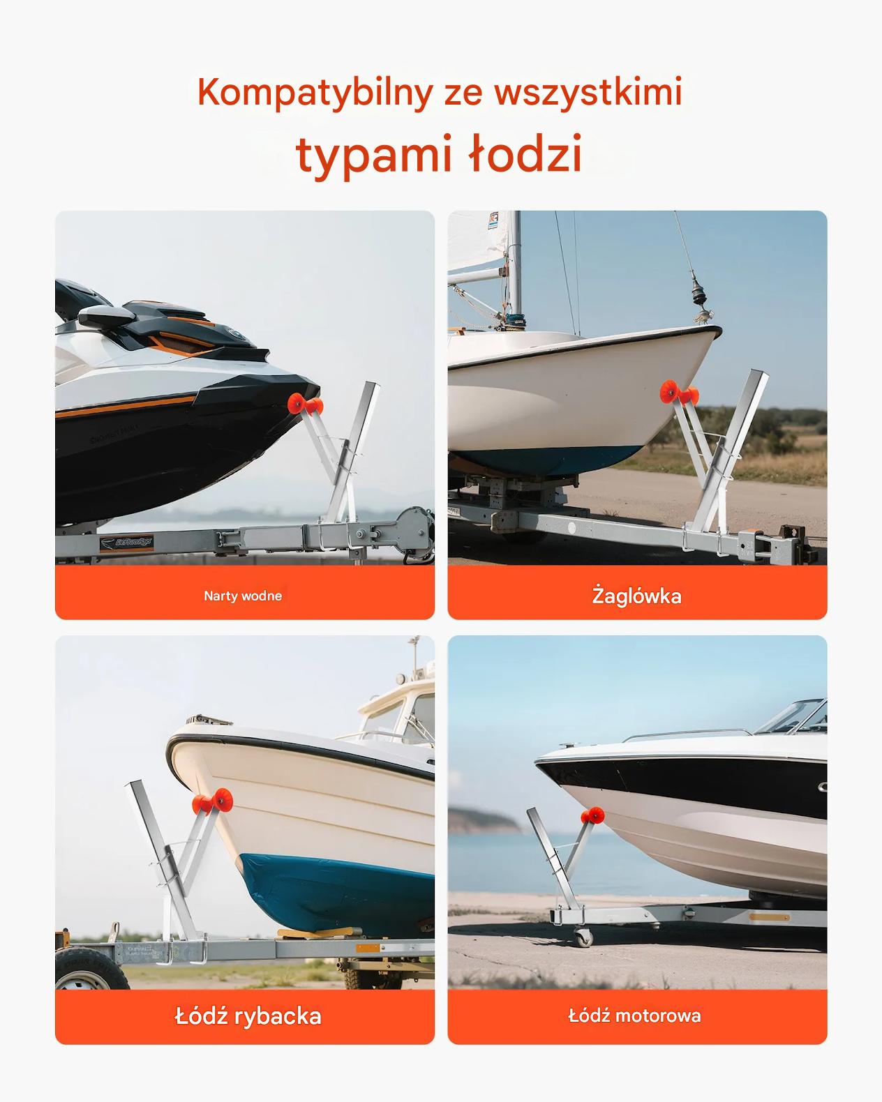 Stojak wyciągarki do przyczepy łodzi 50.8-76.2mm rolka ocynk do łodzi - obrazek 7