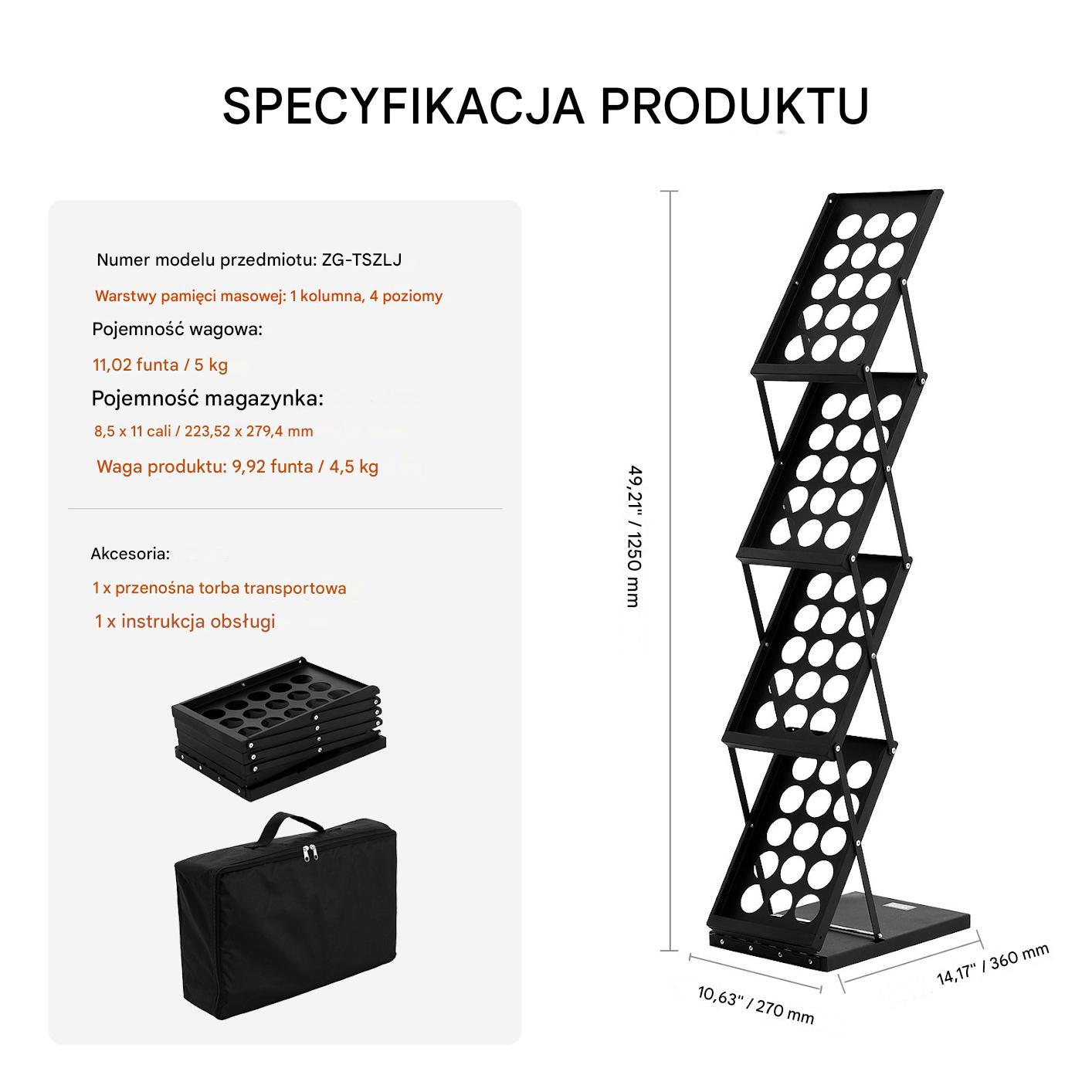 Składany Stojak na Broszury 4 Półki - obrazek 2