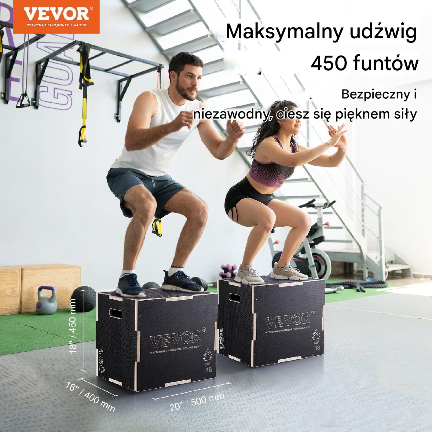 Skrzynia crossfit plyometryczna JUMP BOX 3w1 40 x 45 x 50 cm - obrazek 3