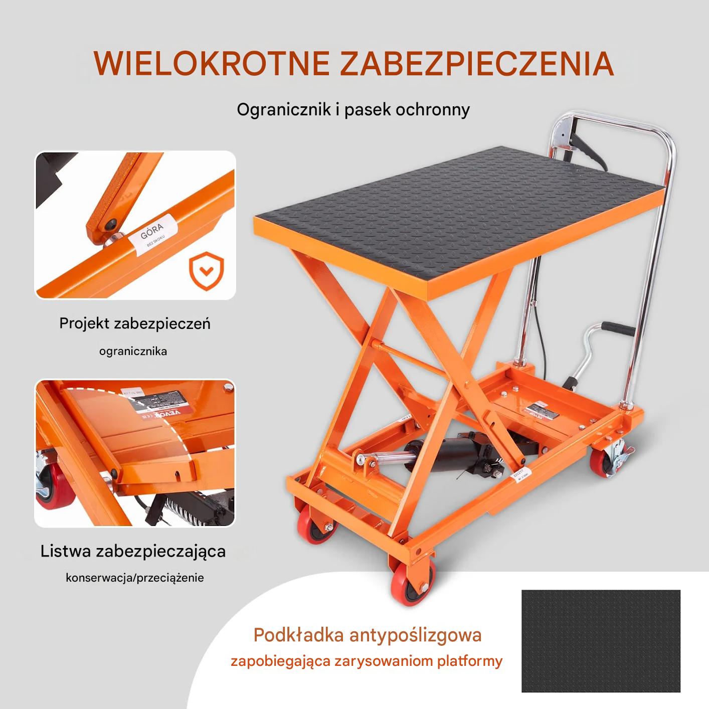 Stół podnośny hydrauliczny nożycowy 227 kg 72 cm na kółkach magazyn - obrazek 5