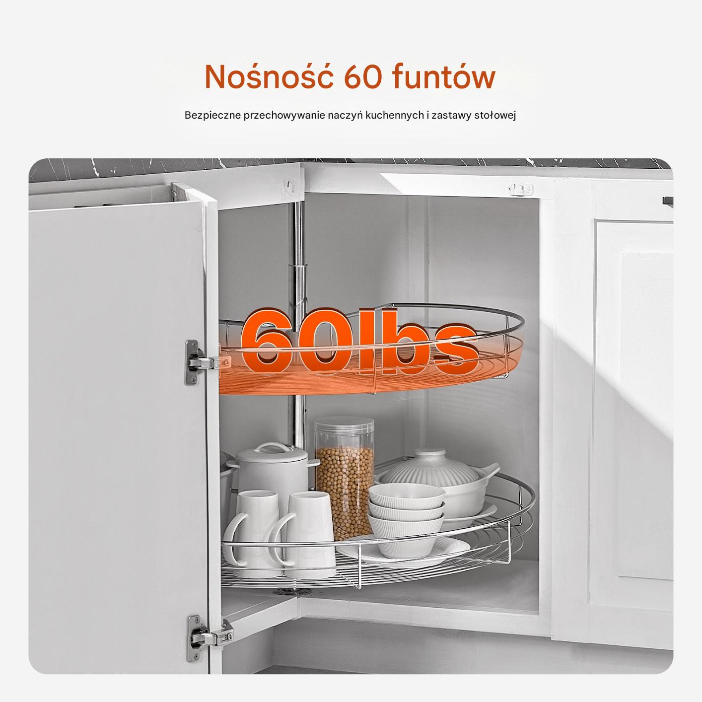 Szafka narożna system cargo obrotowy 2 poziomy chrom 80 cm kuchnia - obrazek 4