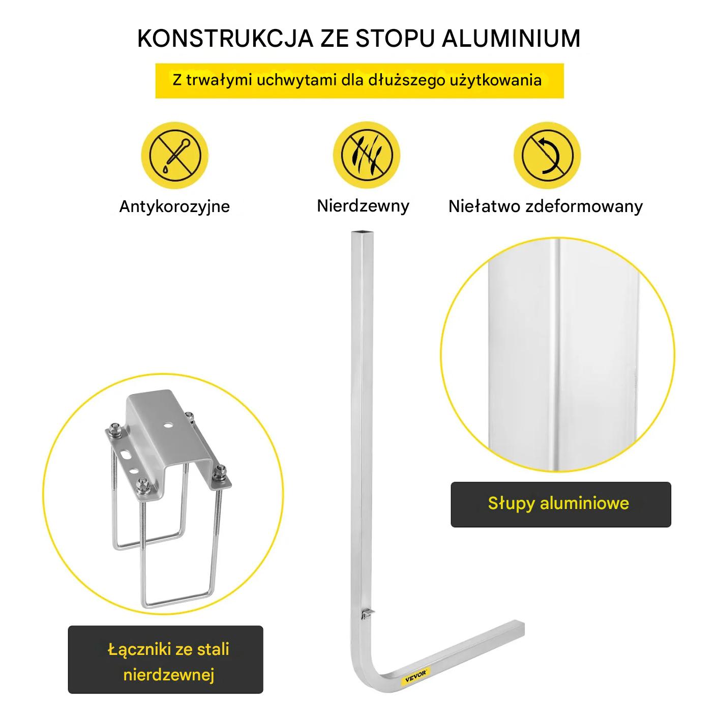 Prowadnice do przyczepy podłodziowej 116 cm aluminium regulowane - obrazek 3