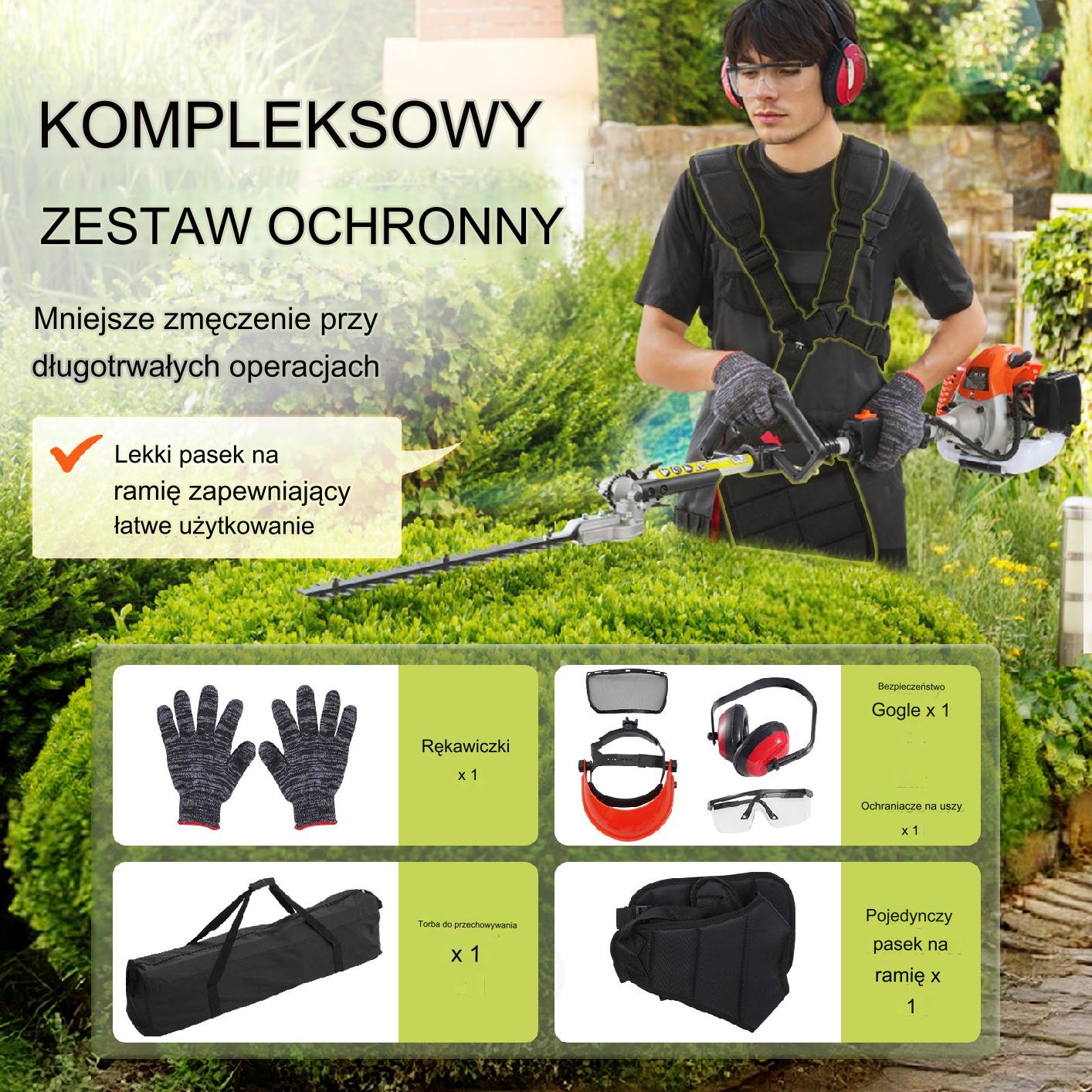 Podkaszarka do żywopłotu nożyce piła spalinowa długi uchwyt - obrazek 4