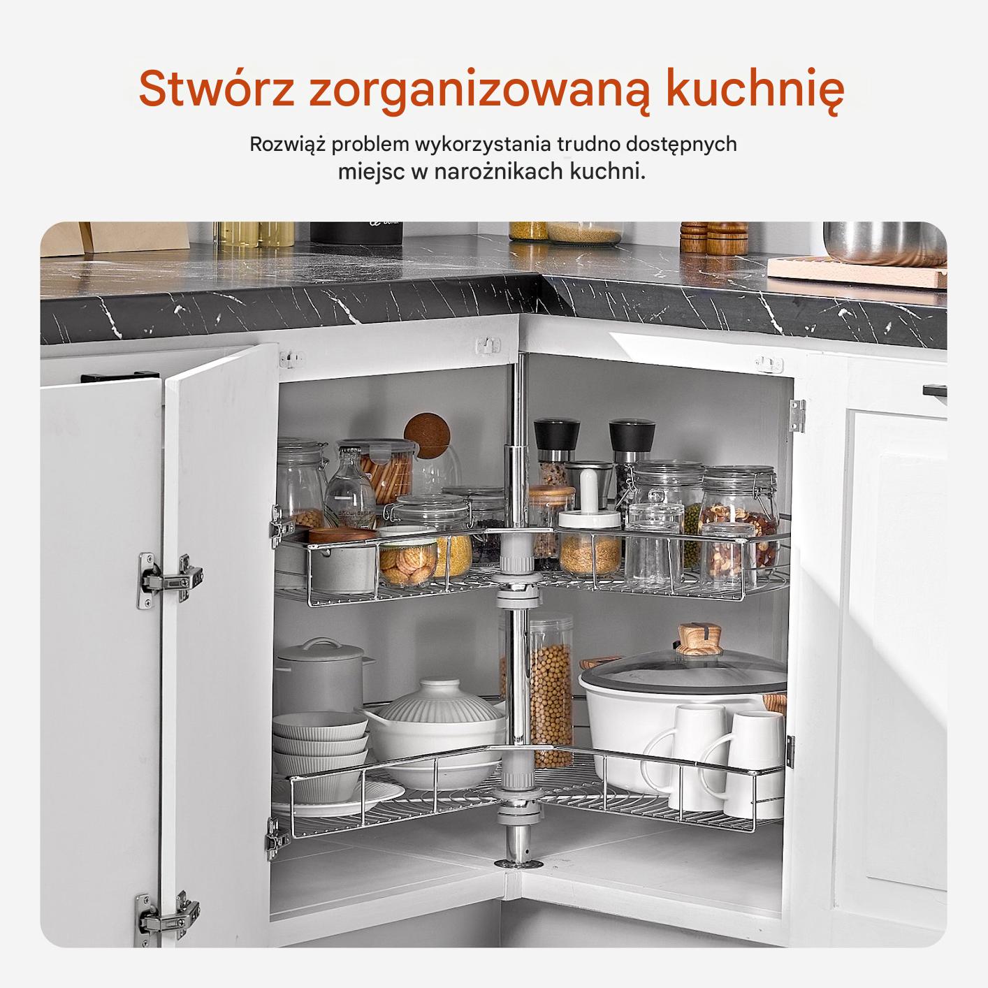 Szafka narożna system cargo obrotowy 2 poziomy chrom 80 cm kuchnia - obrazek 7