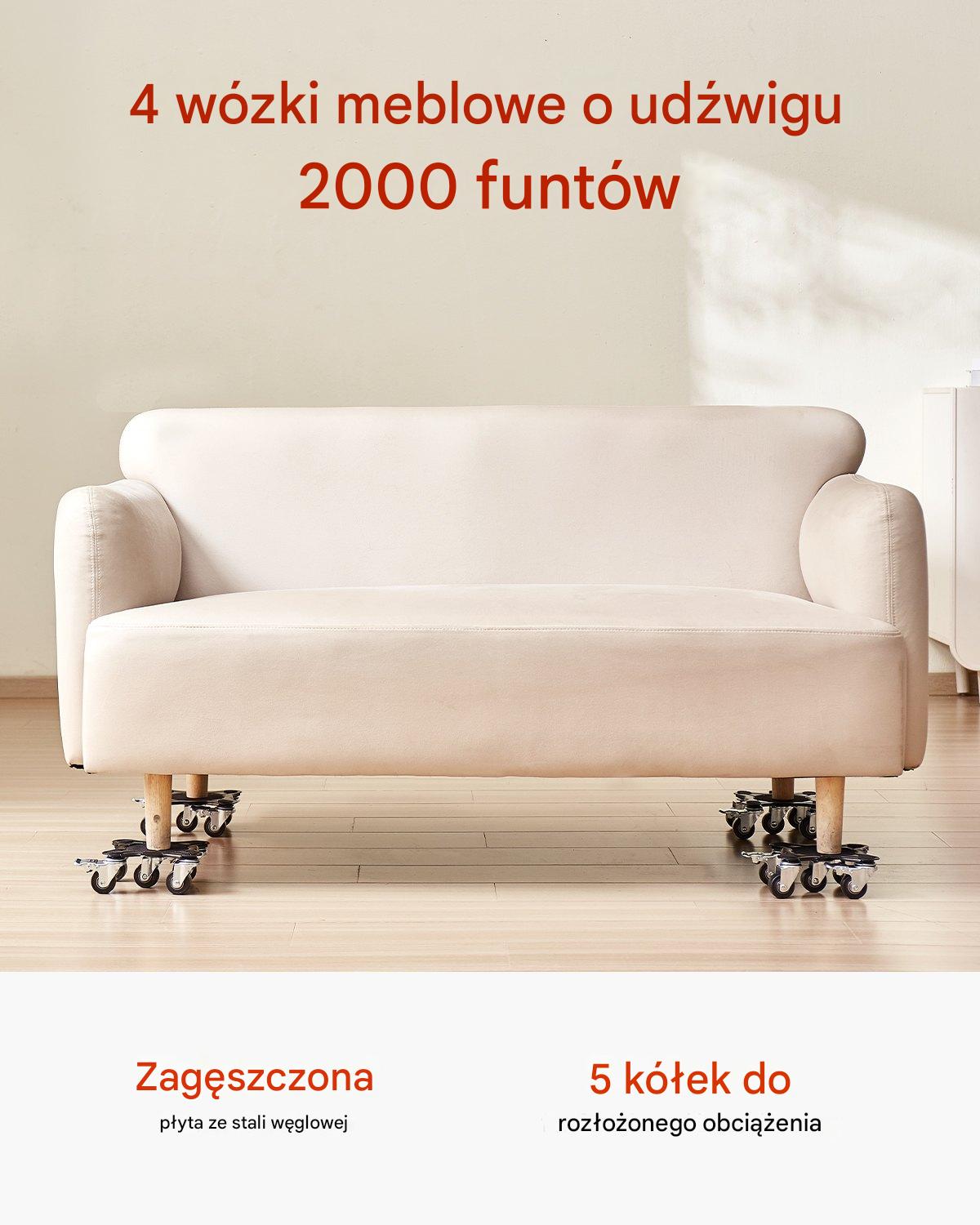 Wózki Transportowe do Mebli Platforma Podnośnik Zestaw 4 Sztuki 544 kg - obrazek 2