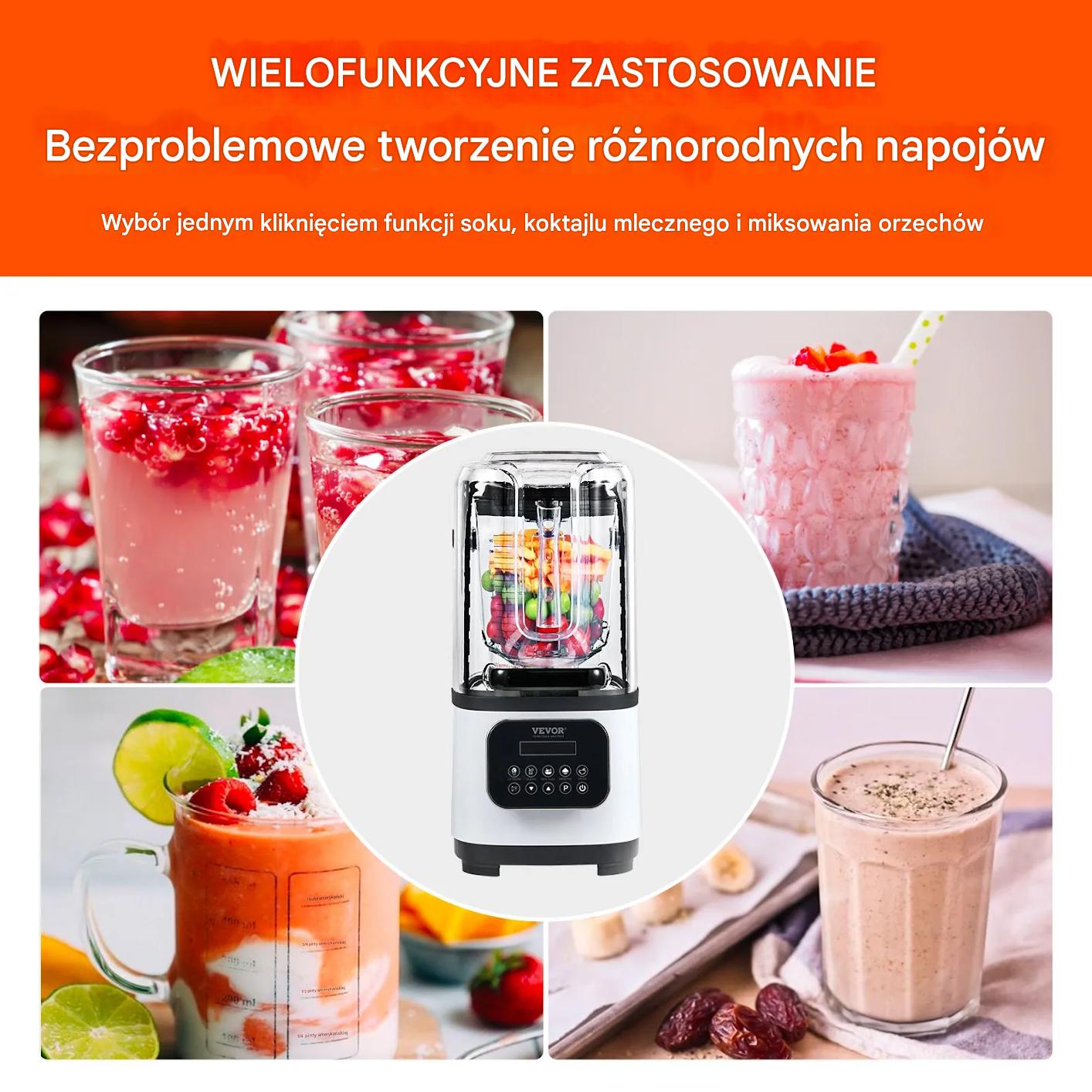 Blender gastronomiczny szary kielichowy 2l 9 biegów stalowy smoothie lód - obrazek 6