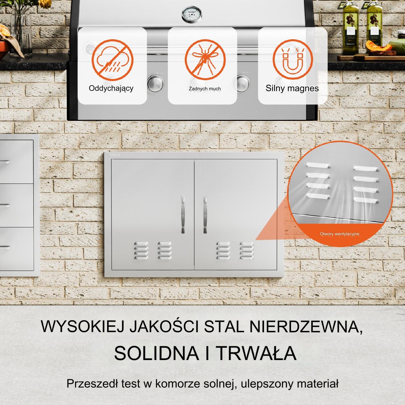 Drzwi do Grilla 762x533 Podwójne Stal Nierdzewna Uchwyty Wentylacja Kuchnia - obrazek 3