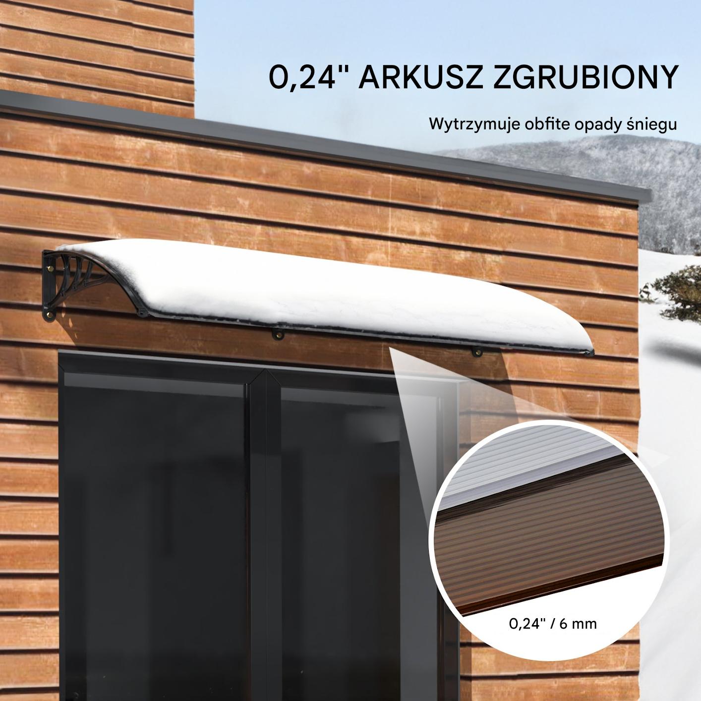 Daszek nad drzwi zadaszenie poliwęglan brązowy 96.5 x 297.5 cm - obrazek 4