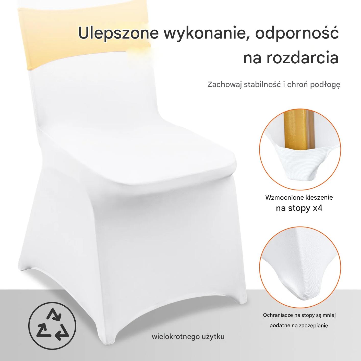 Pokrowce na krzesła 30szt rozciągliwe z szarfami na przyjęcie wesela - obrazek 3