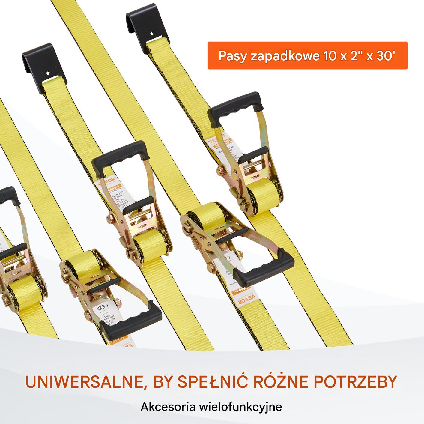 Pasy transportowe mocujące z napinaczem zestaw 10 szt. 9 m 4,5 T - obrazek 5