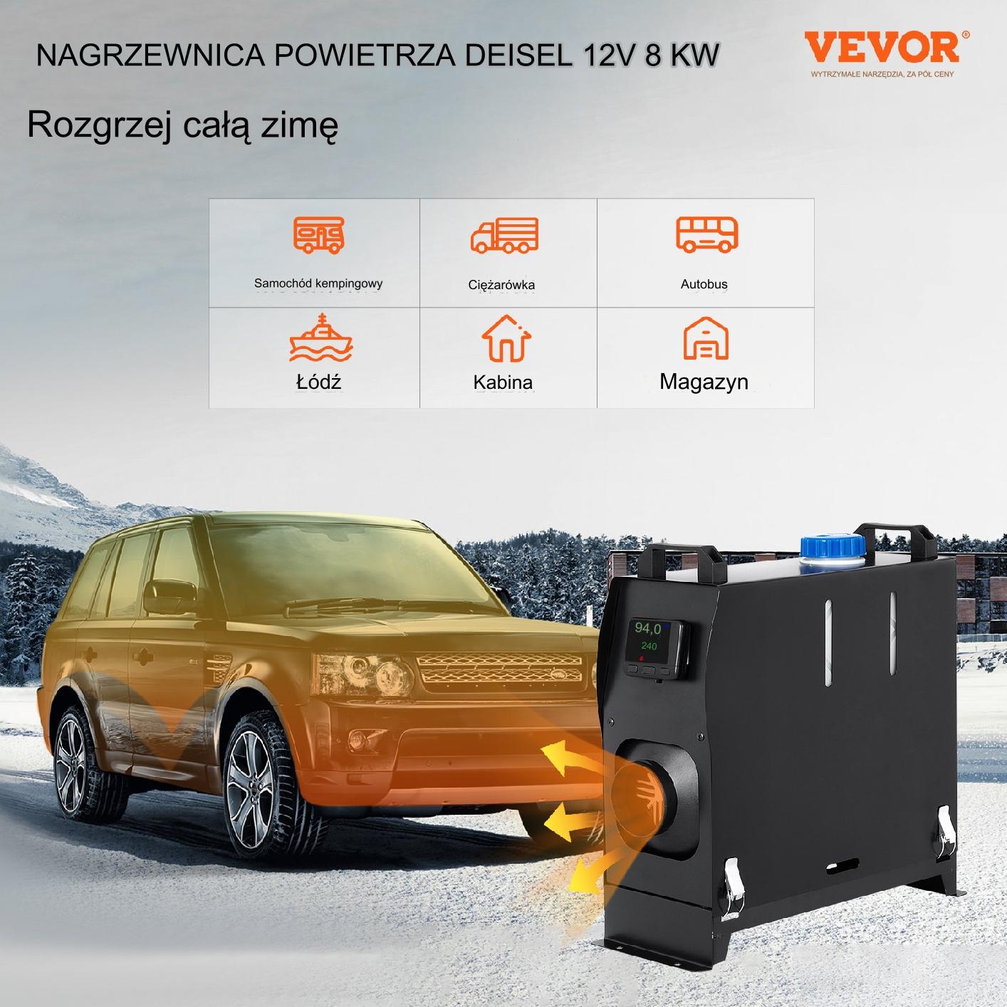 Nagrzewnica Powietrza na Olej Napędowy 12V z LCD i Pilotem 8KW - obrazek 7