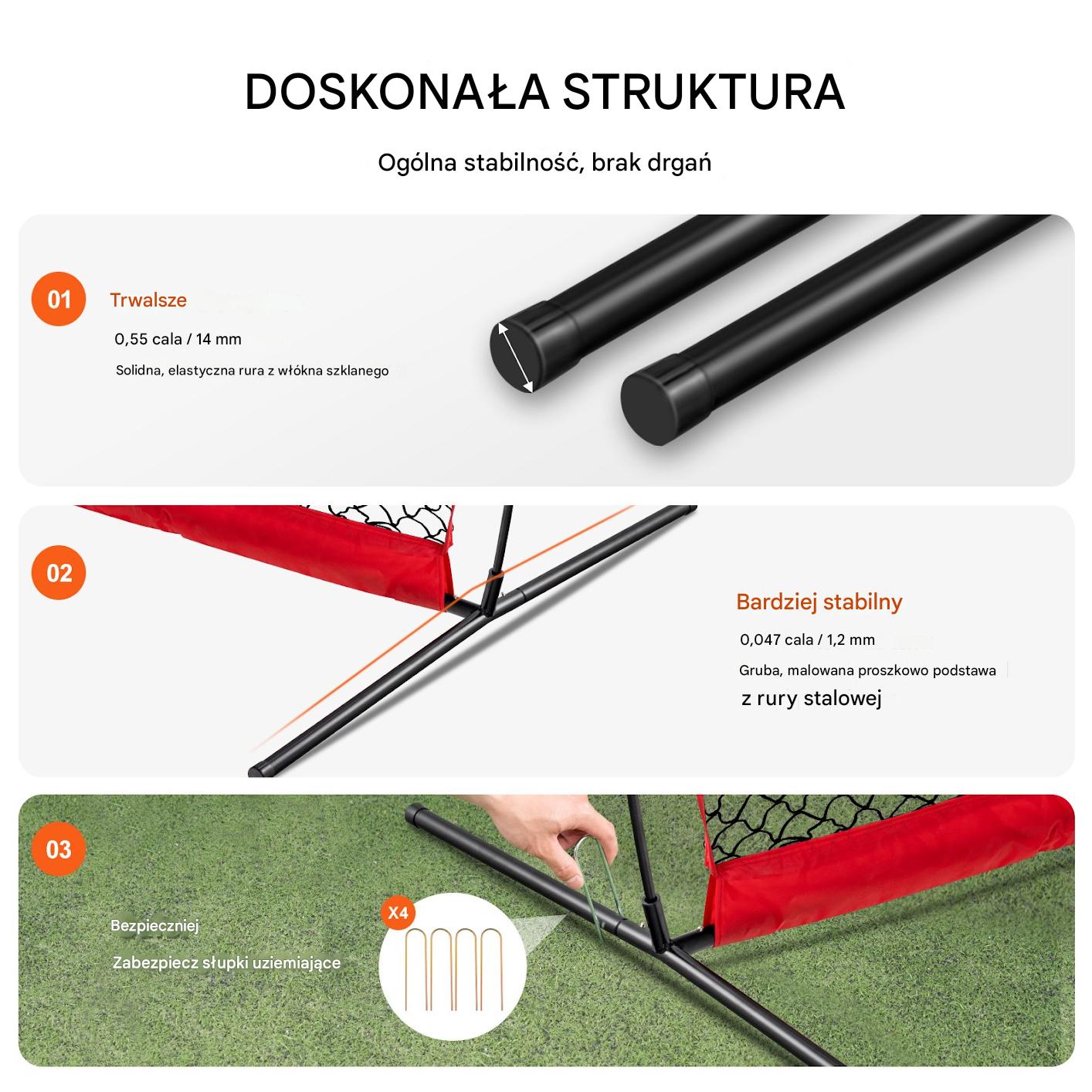 Siatka sportowa 5x3m przenośna baseball piłka nożna siatkówka ogród - obrazek 4