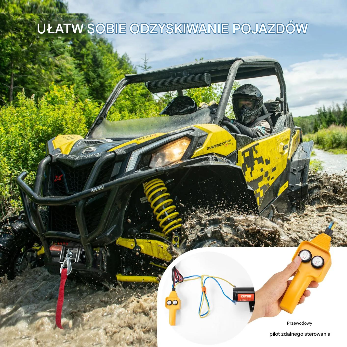 Wyciągarka elektryczna ATV UTV udźwig do 907 kg stalowy kabel wodoodporna - obrazek 6