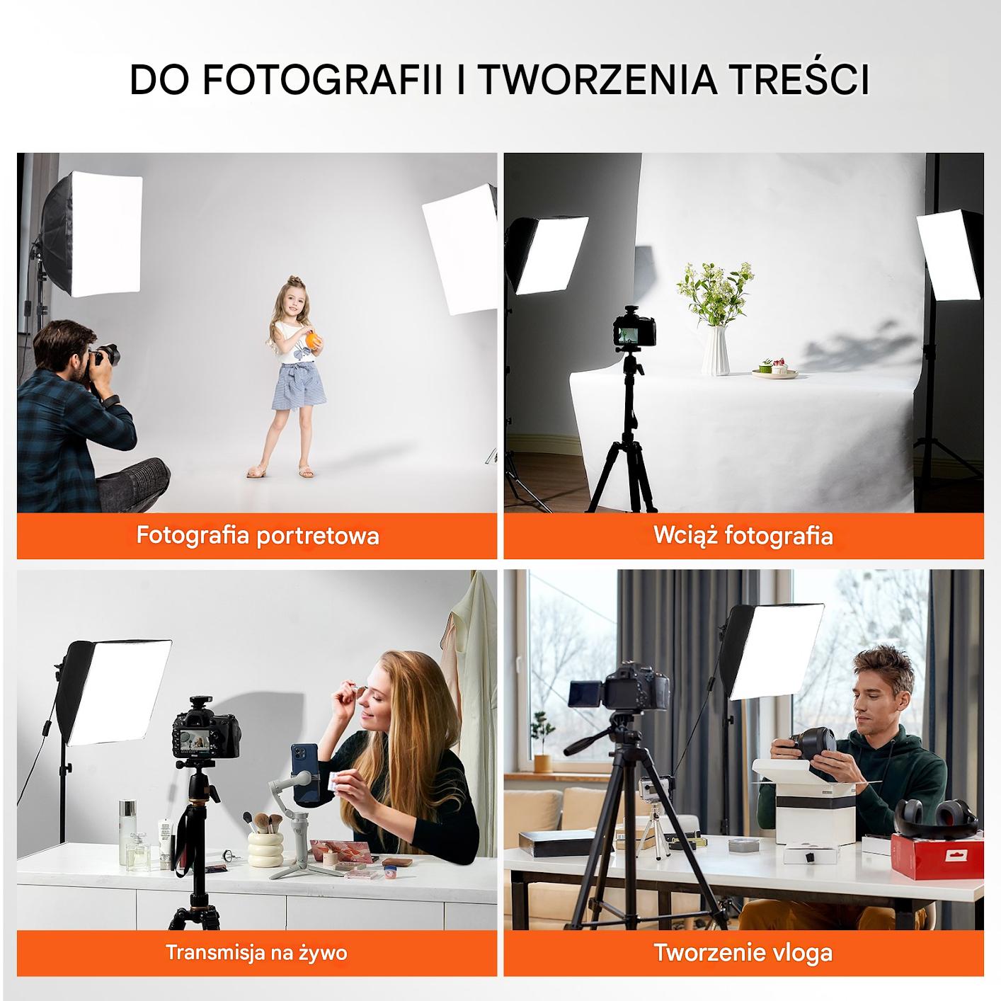 Lampa studyjna led 45W + softbox 40x40cm + statyw + futerał - obrazek 6