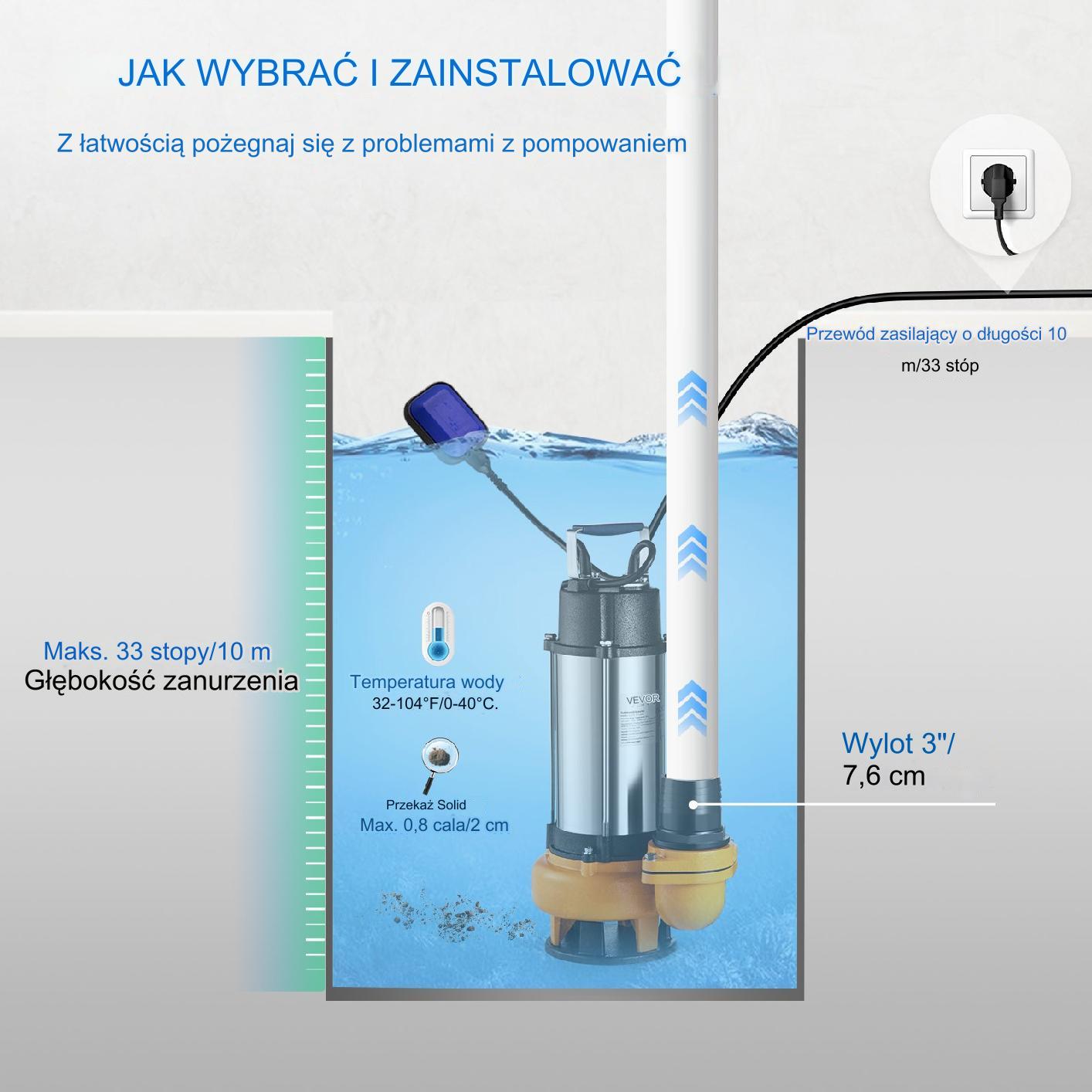 Pompa głębinowa membranowa górnossąca do wody studni zanurzeniowa 2200 W - obrazek 6