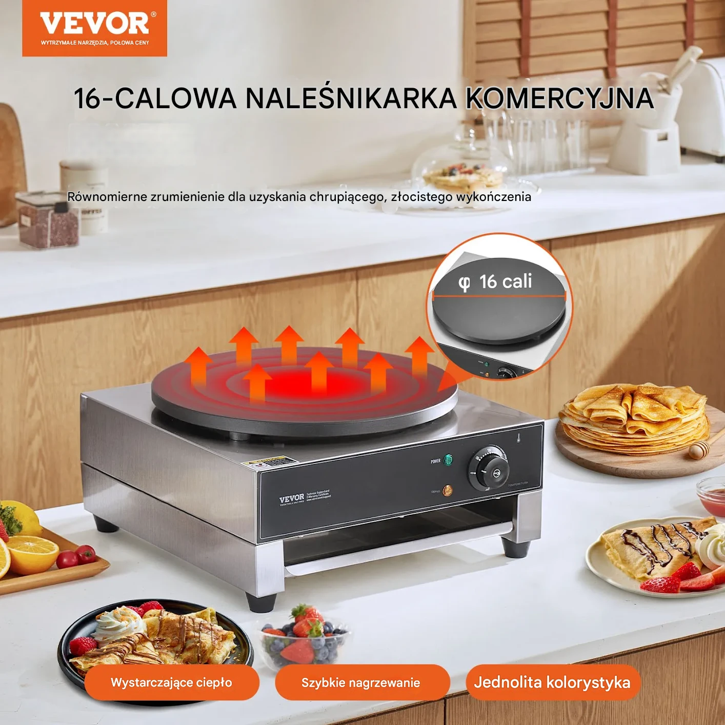 Naleśnikarka elektryczna 40cm 3000W stalowa do gastronomii - obrazek 7