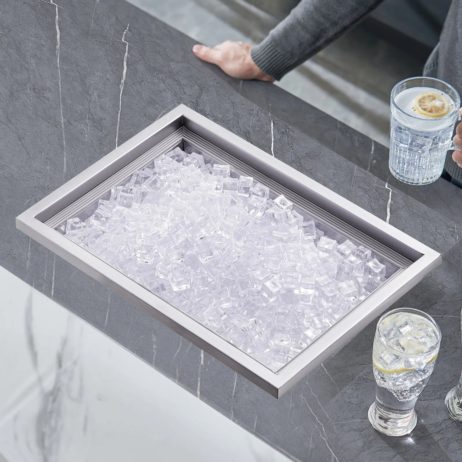 Skrzynia na lód 35x50x30cm nierdzewna – lodówka z pokrywą bar gastronomia - obrazek 7