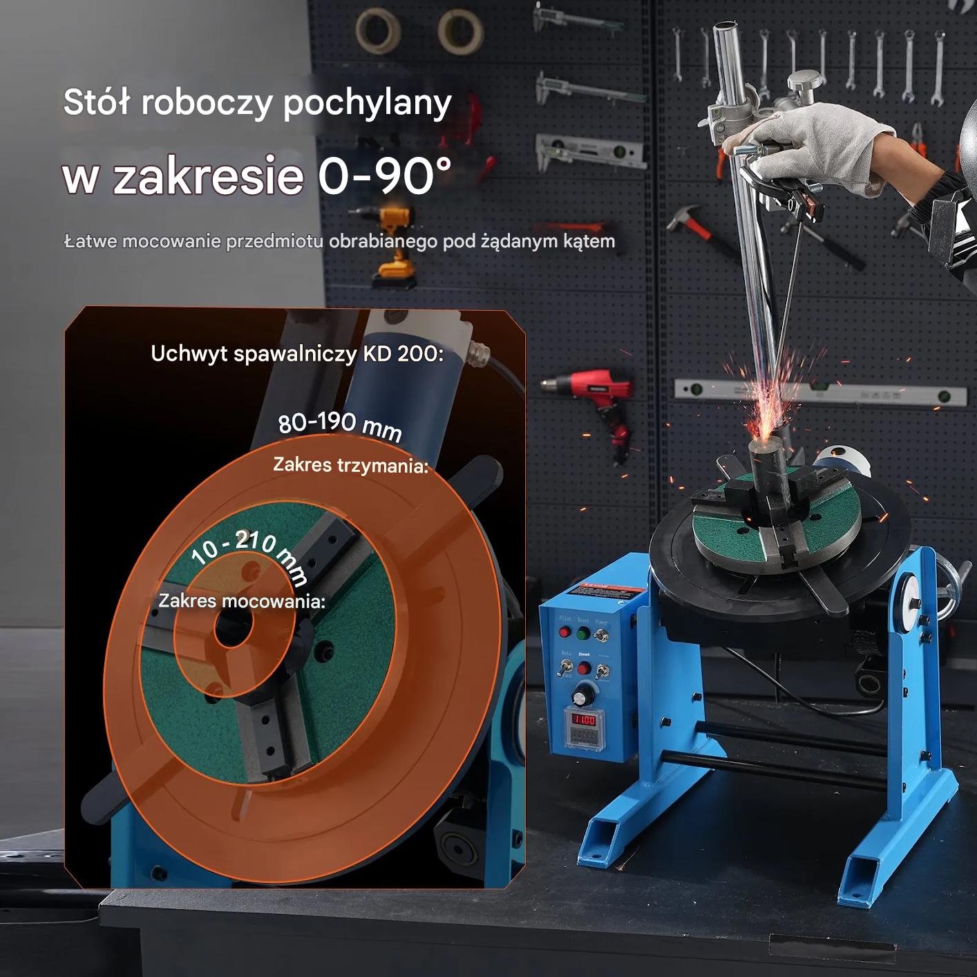 Obrotnica spawalnicza 50KG 0-90° stół obrotowy 0.5-6RPM do spawania - obrazek 5