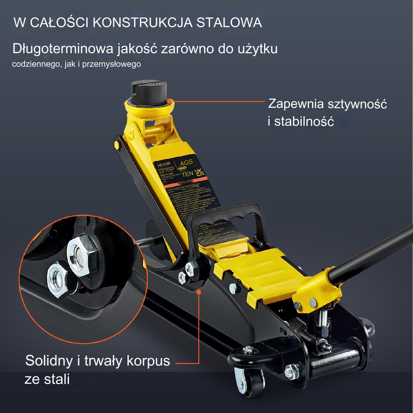 Podnośnik Hydrauliczny Niskoprofilowy Lewarek Żaba 2.5 T - obrazek 6
