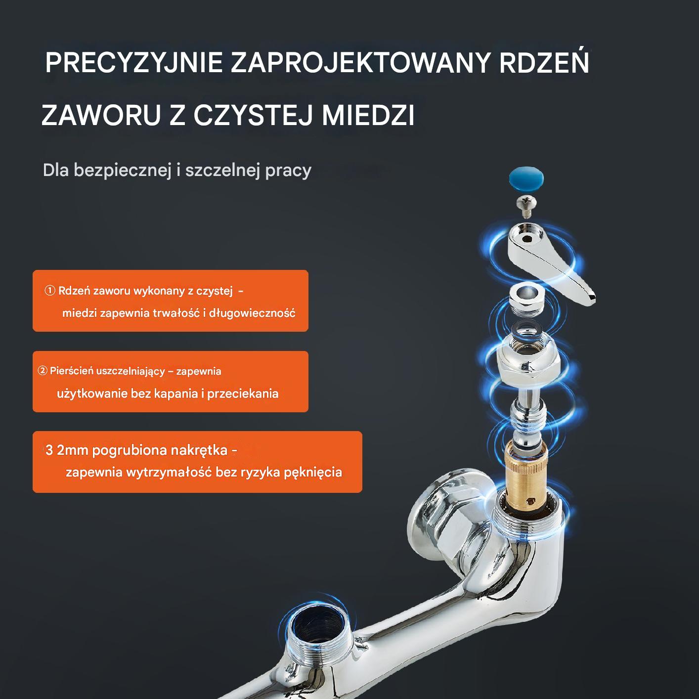 Komercyjna Bateria z Wylewką i Spryskiwaczem Pre-Rinse 1180 mm - obrazek 3