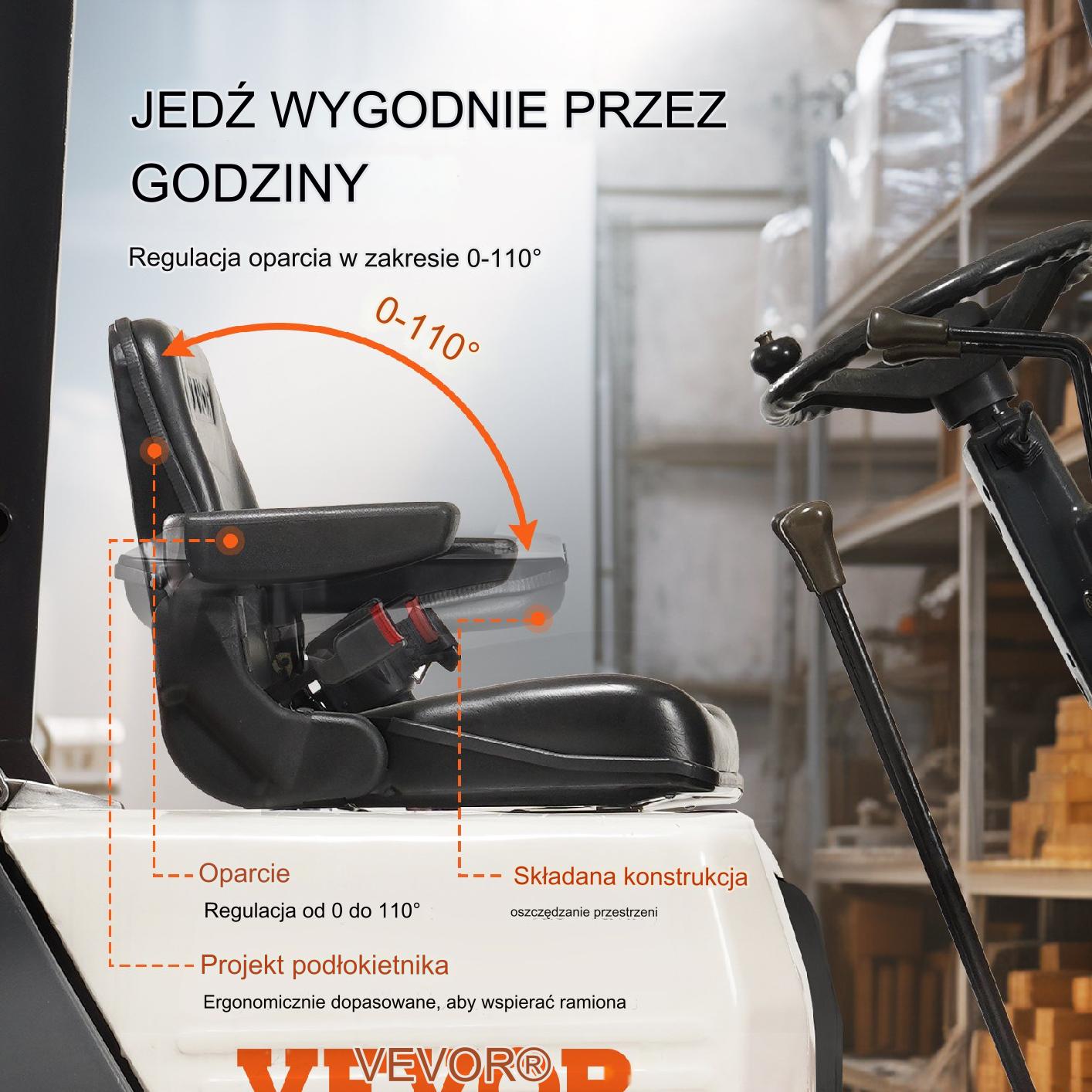 Fotel do wózka widłowego do traktora ciągnika kosiarki z podłokietnikami - obrazek 6