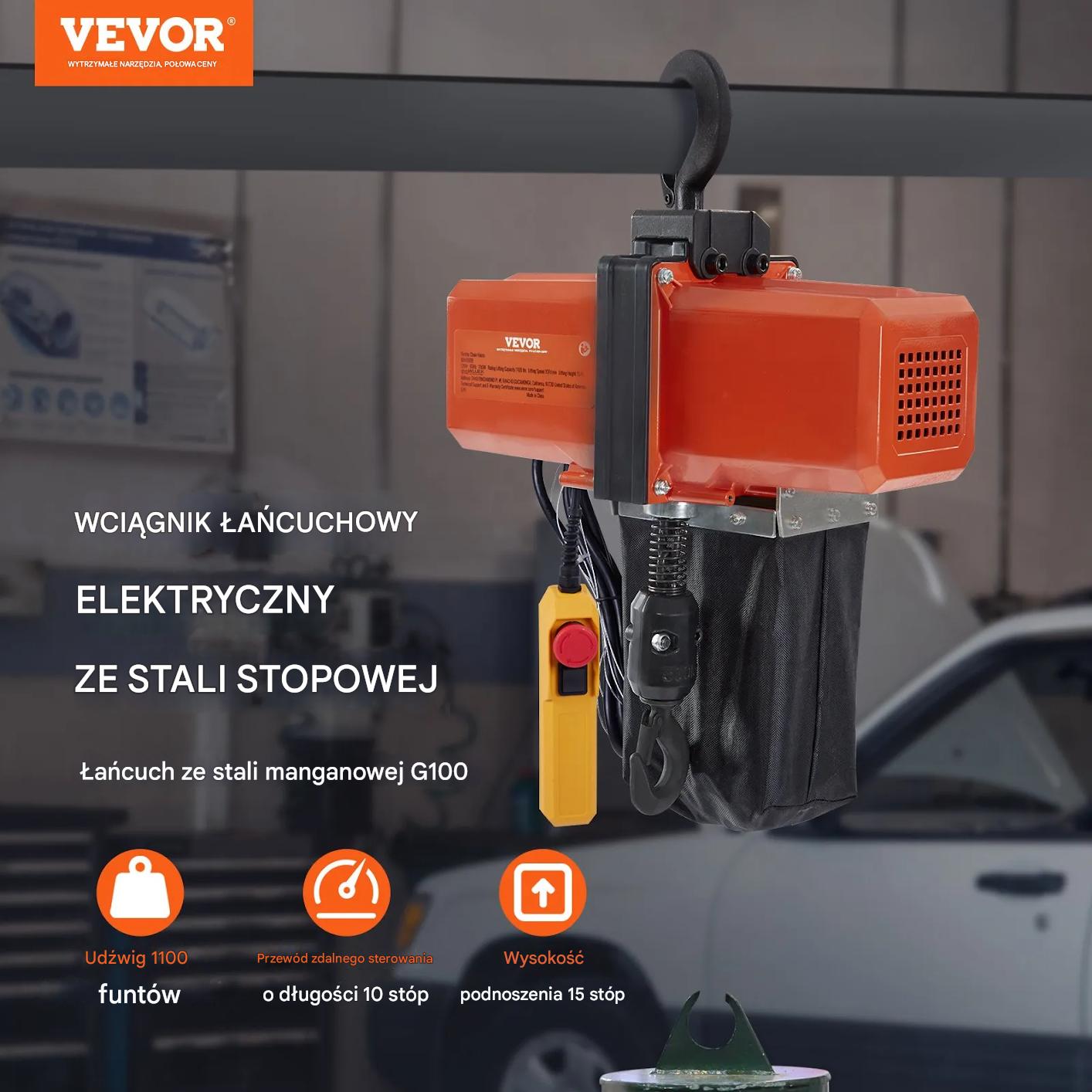 Wciągnik łańcuchowy elektryczny 500kg 4,5m jednofazowy do warsztatu - obrazek 3