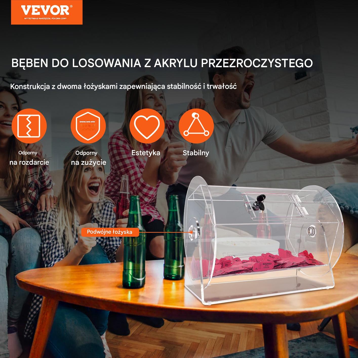 Bęben do losowania akrylowy 5000 biletów transparentny z kluczem konkursy - obrazek 7