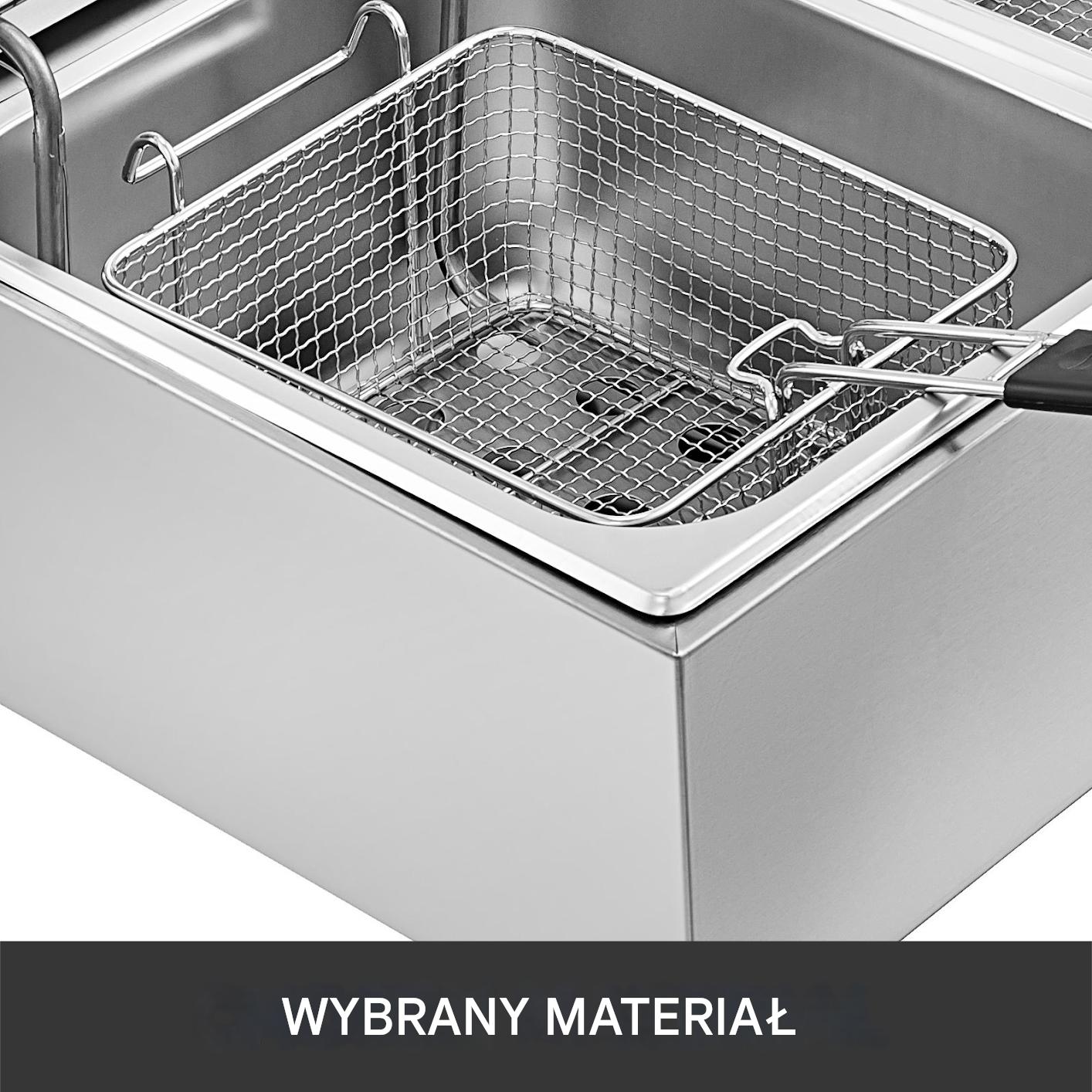 Frytkownica elektryczna nastawna 2-komorowa gastronomiczna 12 L 5000 W - obrazek 3