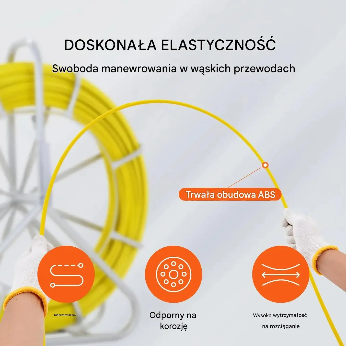 Przeciągarka z kablami z włókna szklanego 183 m 8 mm do instalacji - obrazek 6