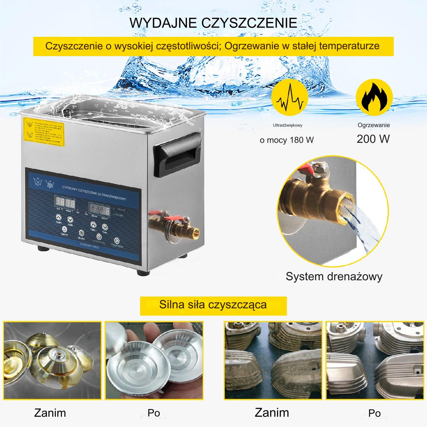 Myjka Ultradźwiękowa Przenośna 6L 180 W - obrazek 5