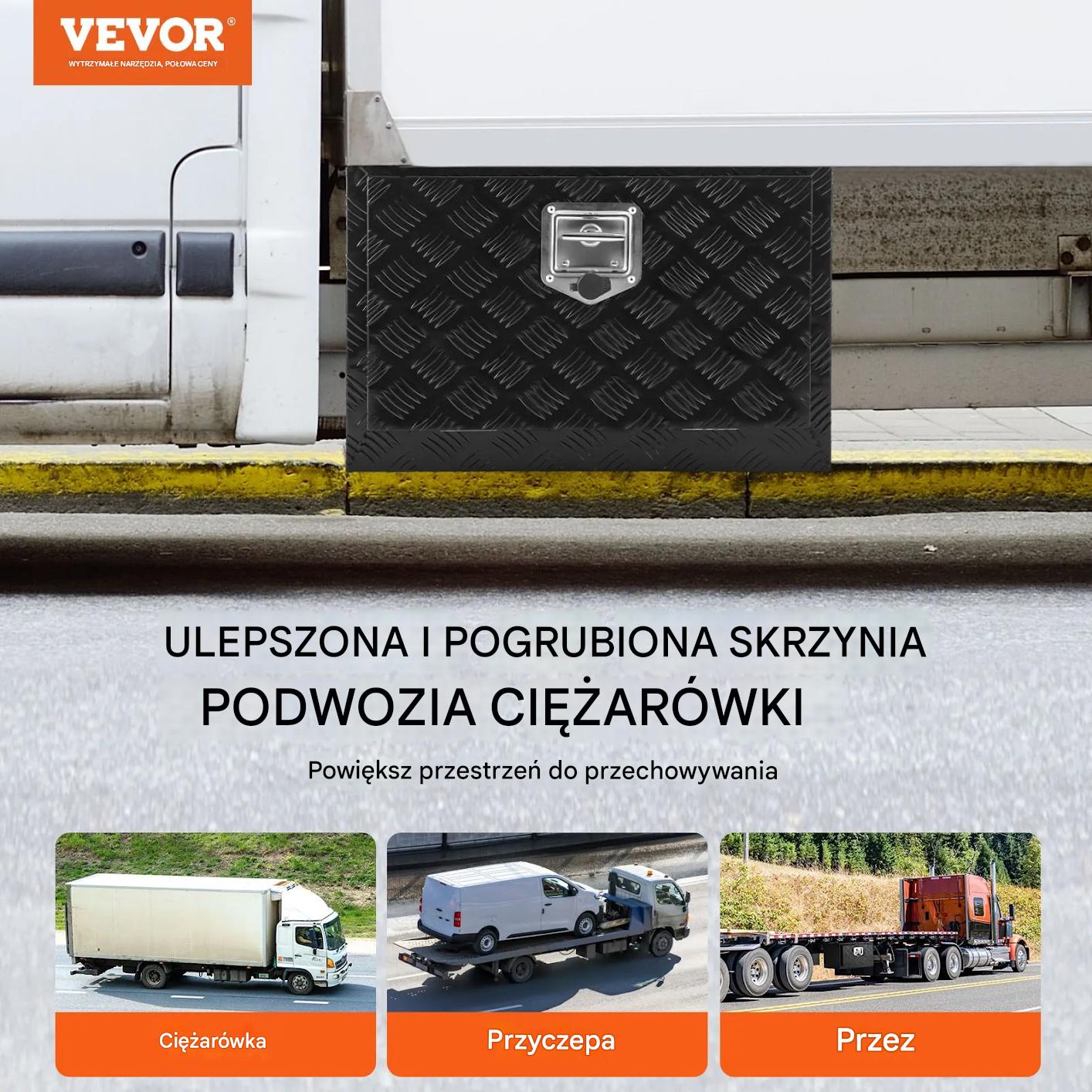 Skrzynka narzędziowa 76×35×40 cm aluminiowa, wodoodporna z zamkiem - obrazek 3