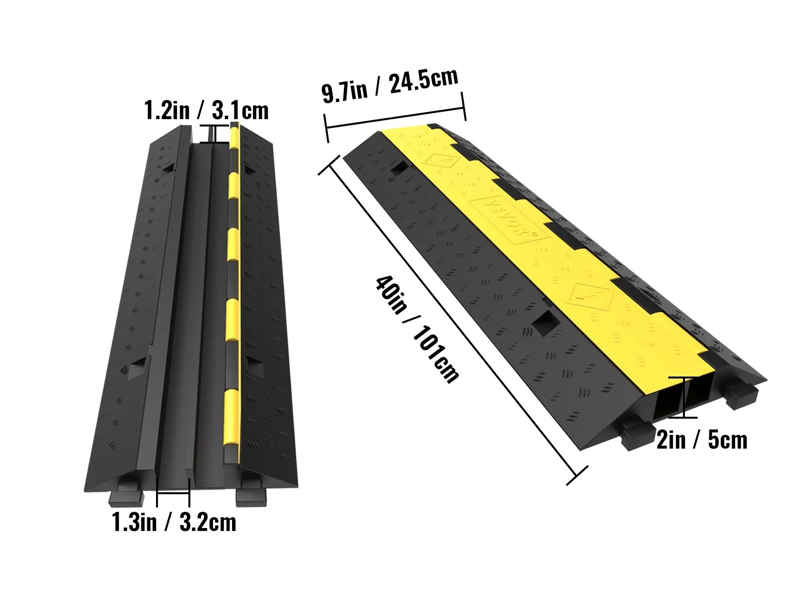 Próg kablowy gumowy 2 kanały 4 szt 101x24,5x5cm 4989 kg ochrona kabli droga - obrazek 2
