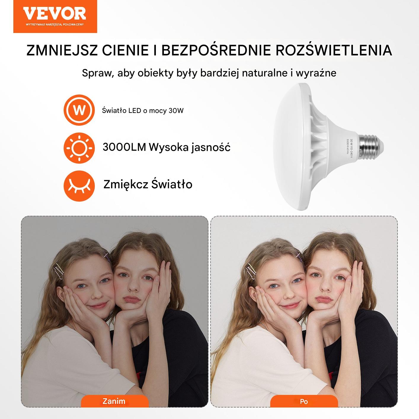 Zestaw 2 x lampa studyjna led 30W + softbox 60x60cm + statyw + futerał - obrazek 7