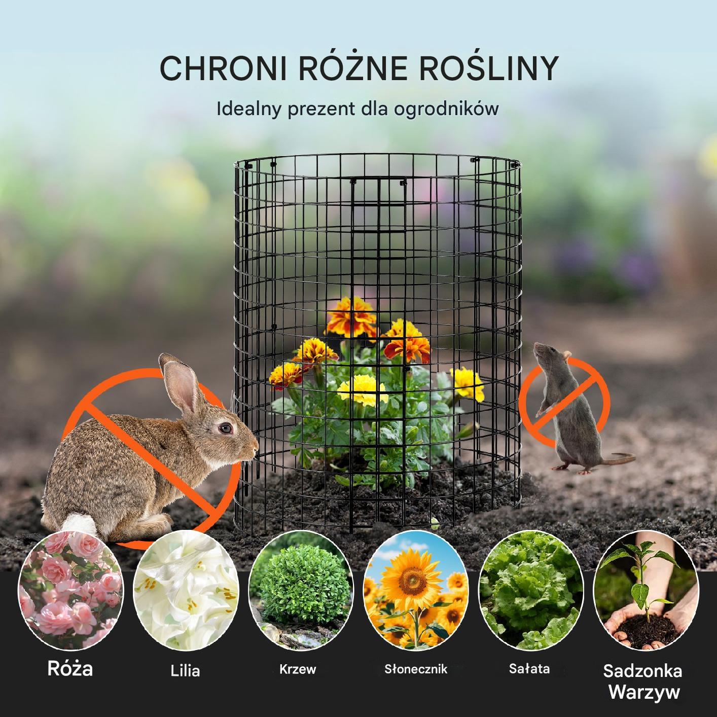 Metalowa klatka na rośliny 6szt 32x36cm – ochrona przed zwierzętami - obrazek 6