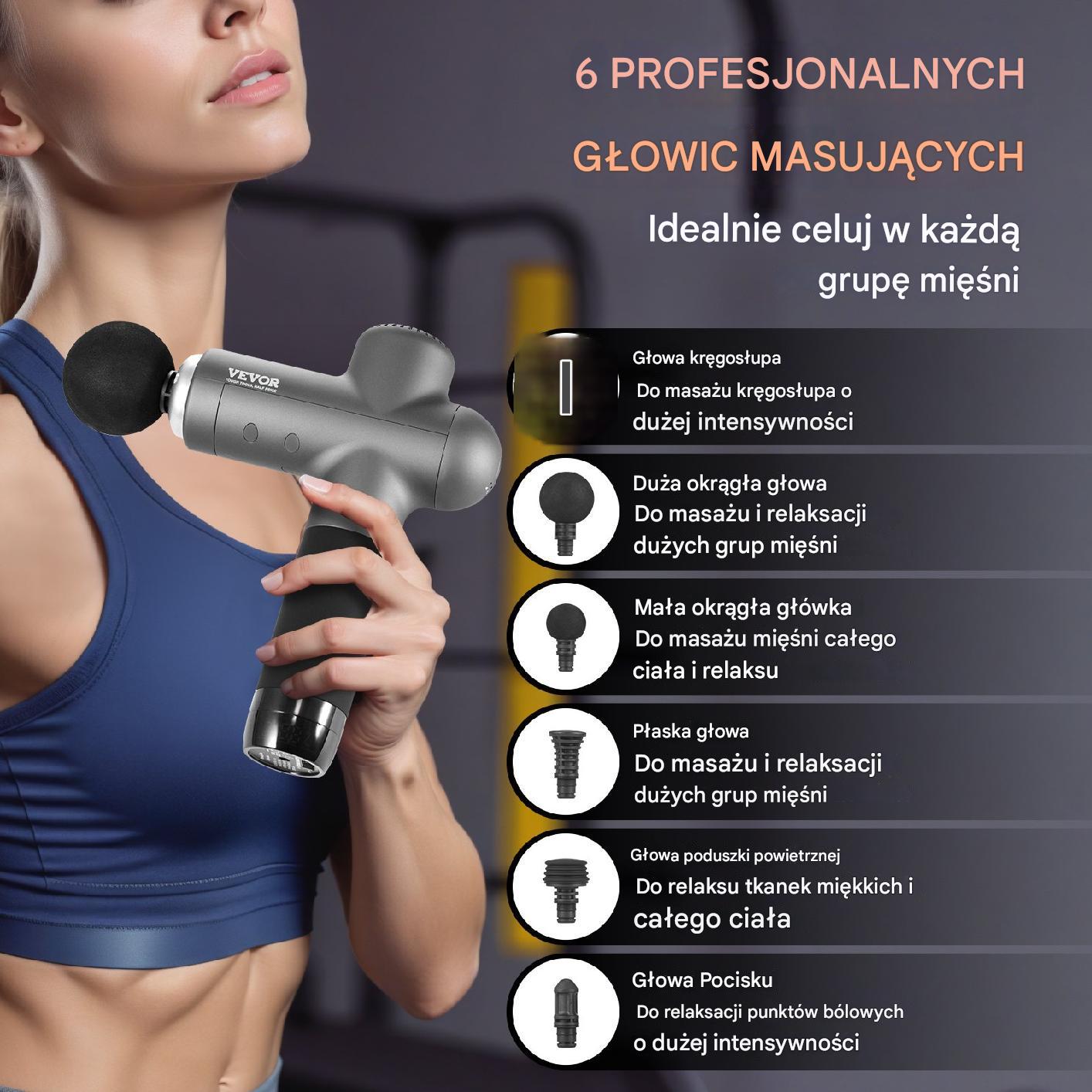 Masażer pistoletowy 24V, 3300 obrotów – do ciała, pleców i stóp - obrazek 4