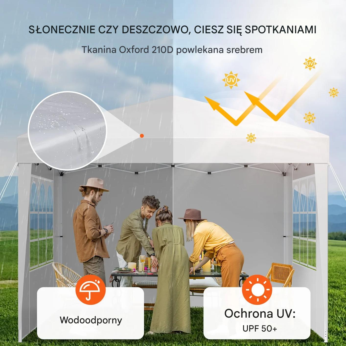 Namiot ogrodowy 3x3m składany z 3 ściankami okna regulacja na eventy ogród - obrazek 4