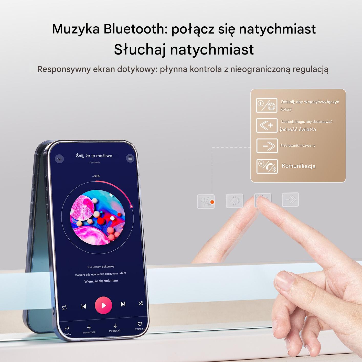 Lustro do Makijażu z Podświetleniem LED Bluetooth i USB - obrazek 5