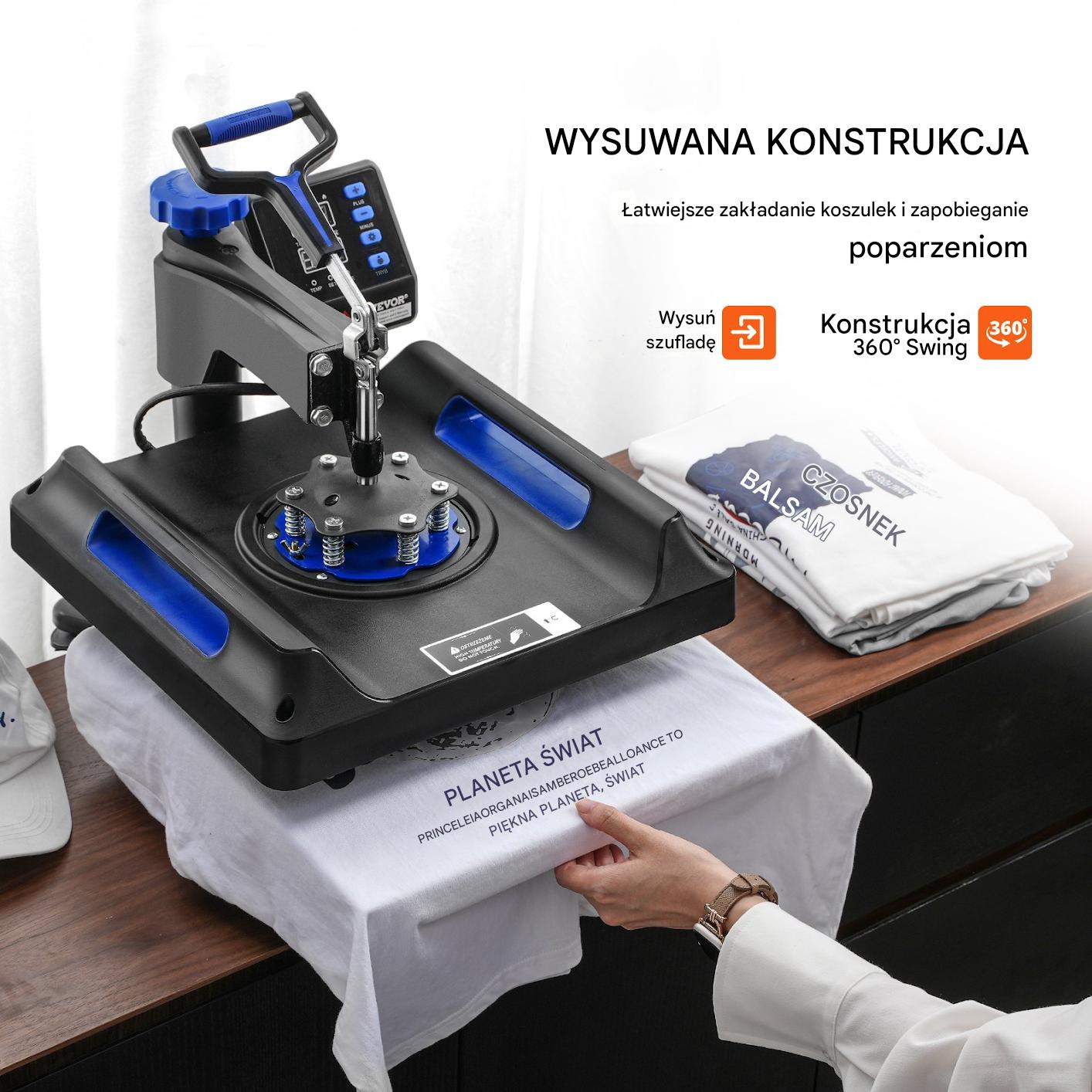 Profesjonalna prasa termotransferowa 8 w 1 – 38x38 cm z uchwytem do kubków - obrazek 4