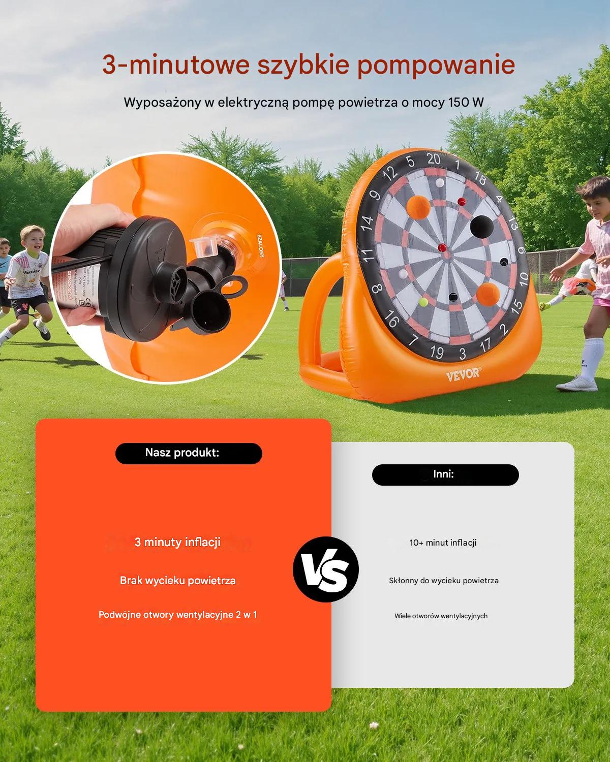 Dmuchana tarcza do piłki nożnej 1,83 m z piłkami gra ogrodowa zabawa - obrazek 5