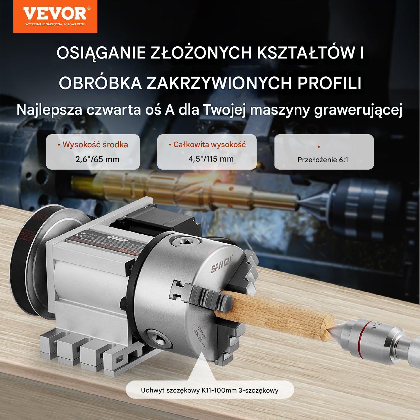 Podzielnica do frezarki podzielnica frezarska 3 szczęki 100mm - obrazek 6