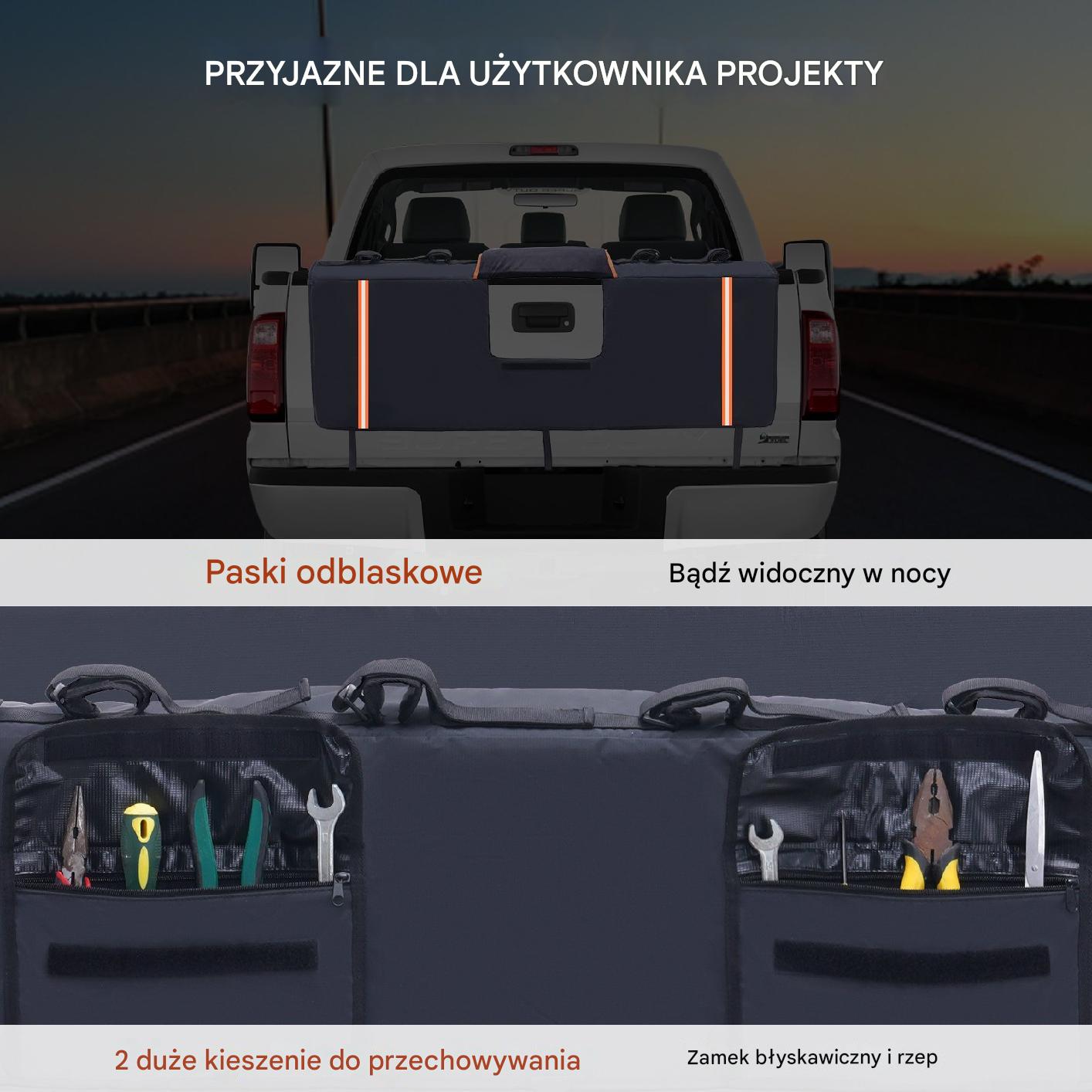 Mata na klapę bagażnika 135 cm, na 5 rowerów, ochraniacz pickupa - obrazek 6