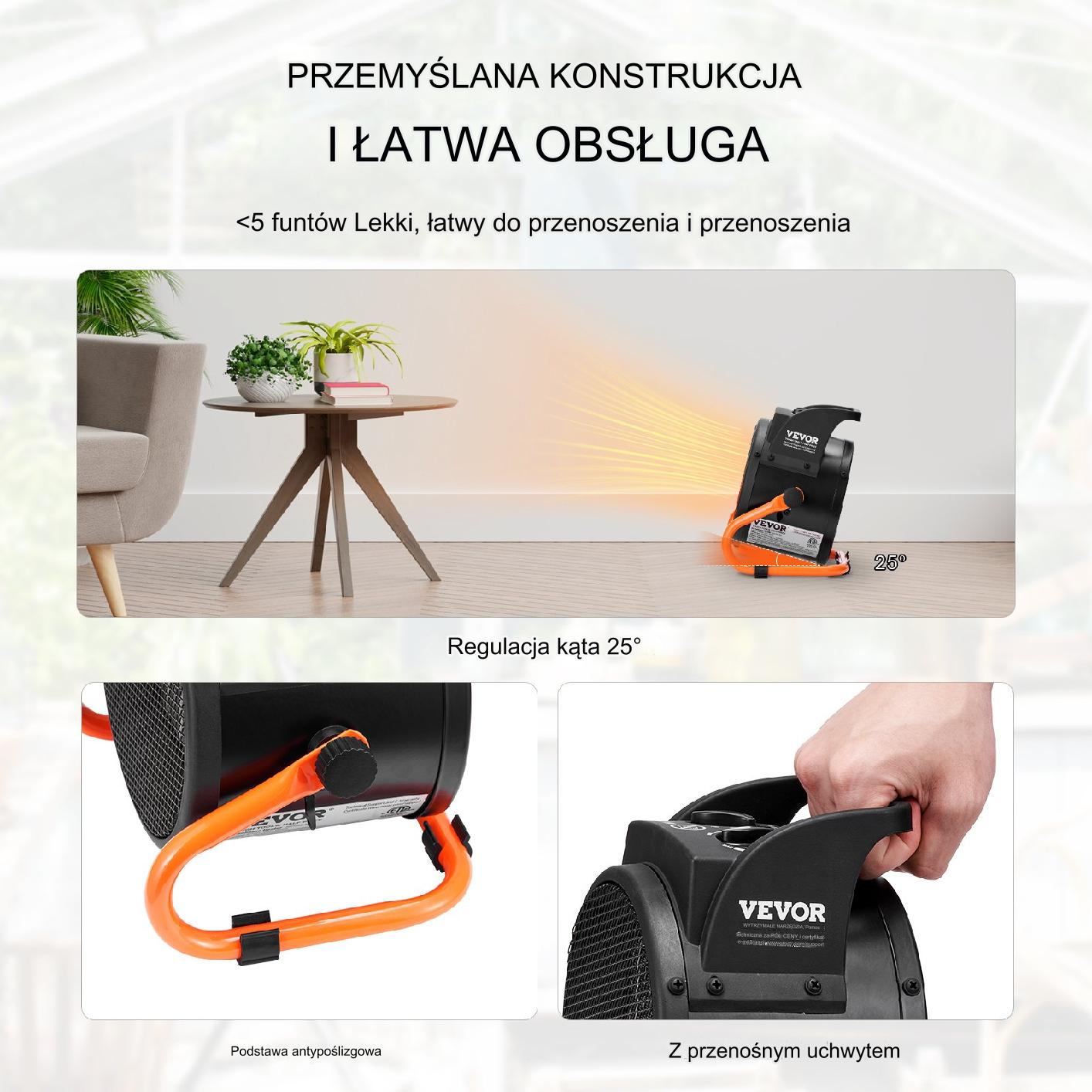 Nagrzewnica elektryczna dmuchawa farelka grzejnik + wentylator 2000 W - obrazek 4