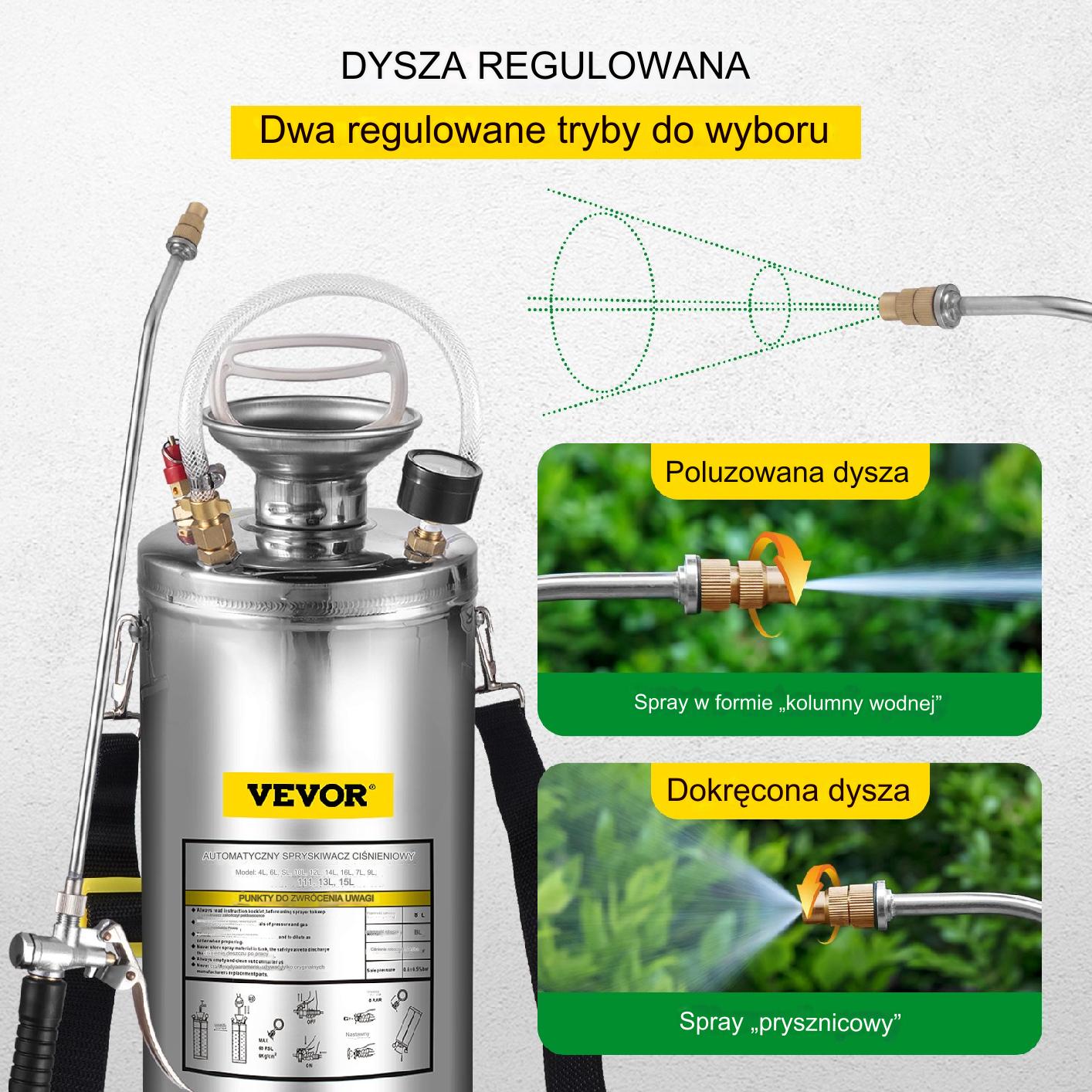 Opryskiwacz 8L Stal Nierdzewna do Ogrodnictwa, Rolnictwa i Sprzątania - obrazek 6